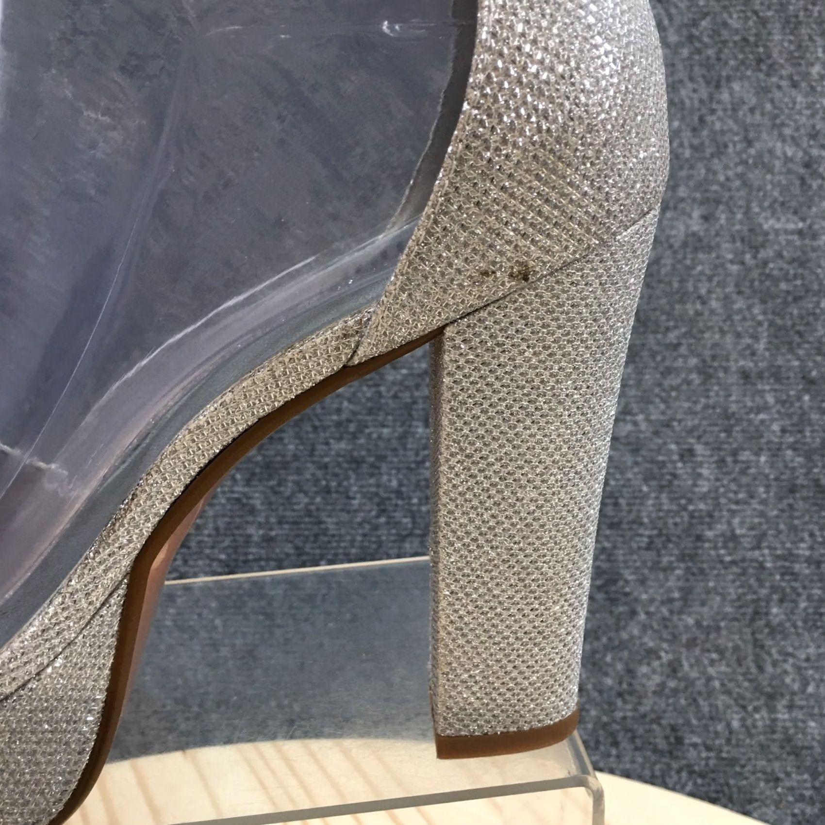 Vintage Idifu Heels Womens 9 Silver Fabric Strappy Platform Buckle Ankle Open Toe Casual Size US 9 / IT 39 - 3 Thumbnail