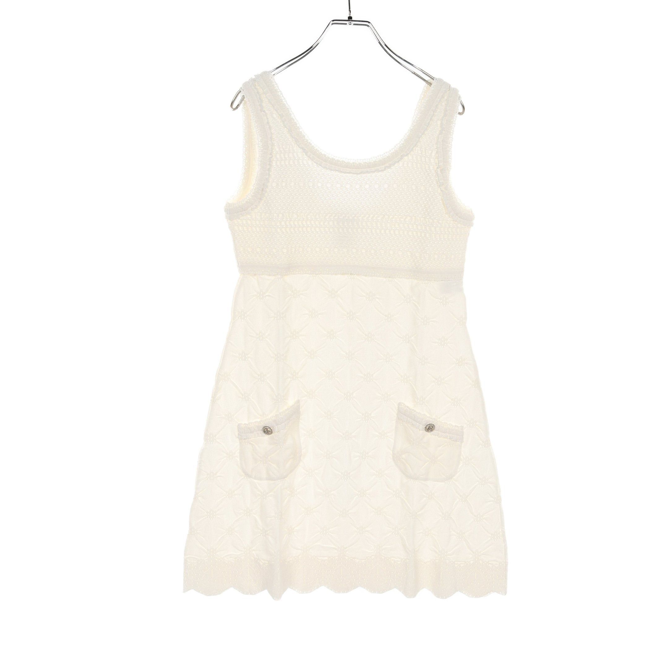 Chanel Chanel Cocomark Button One Piece No Sleeve Rayon Off White Size ONE SIZE - 1 Thumbnail