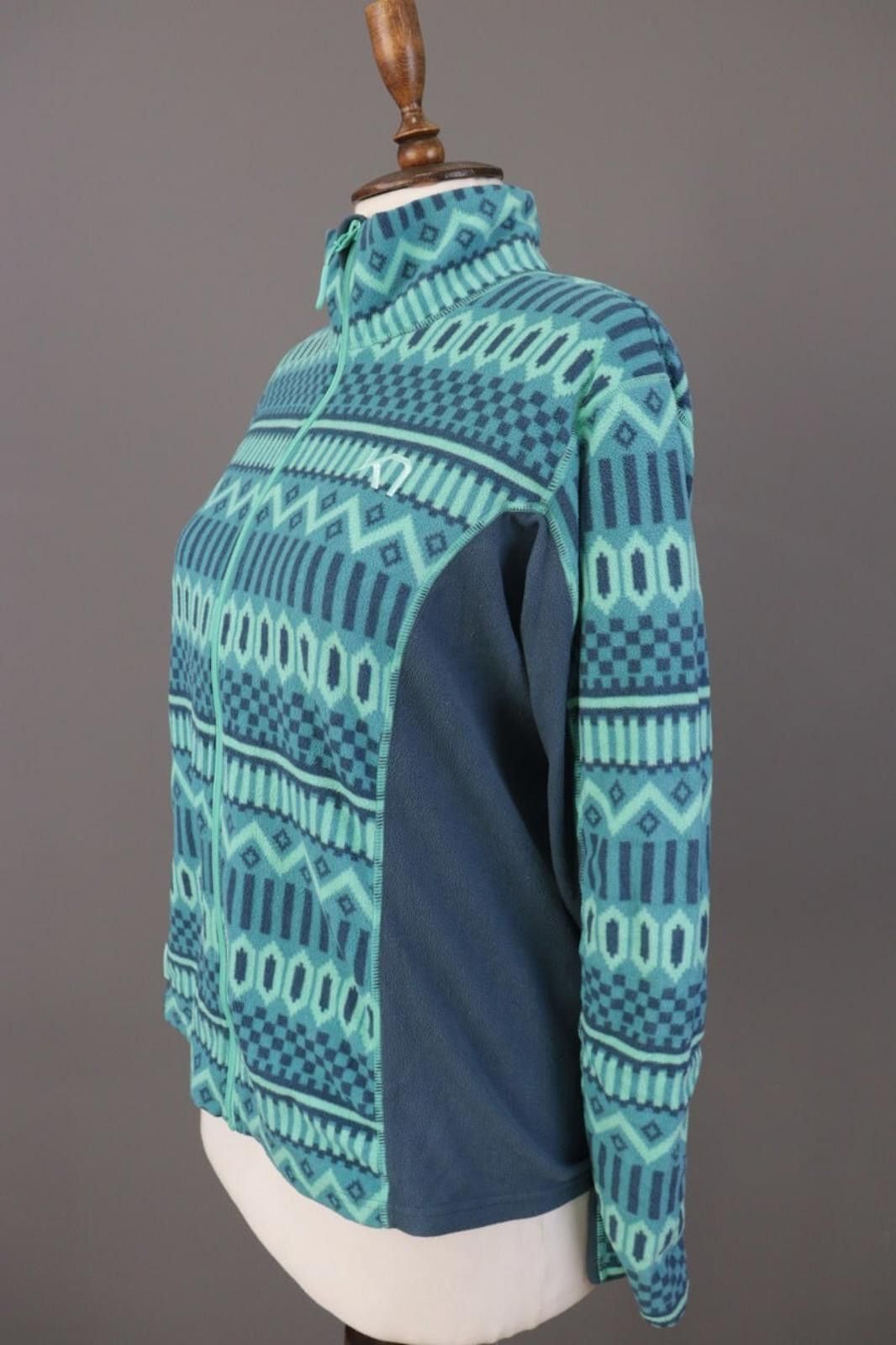 Designer Kari Traa Blue Geometric Fair Isle Full Jacket Size L Size L / US 10 / IT 46 - 5 Thumbnail