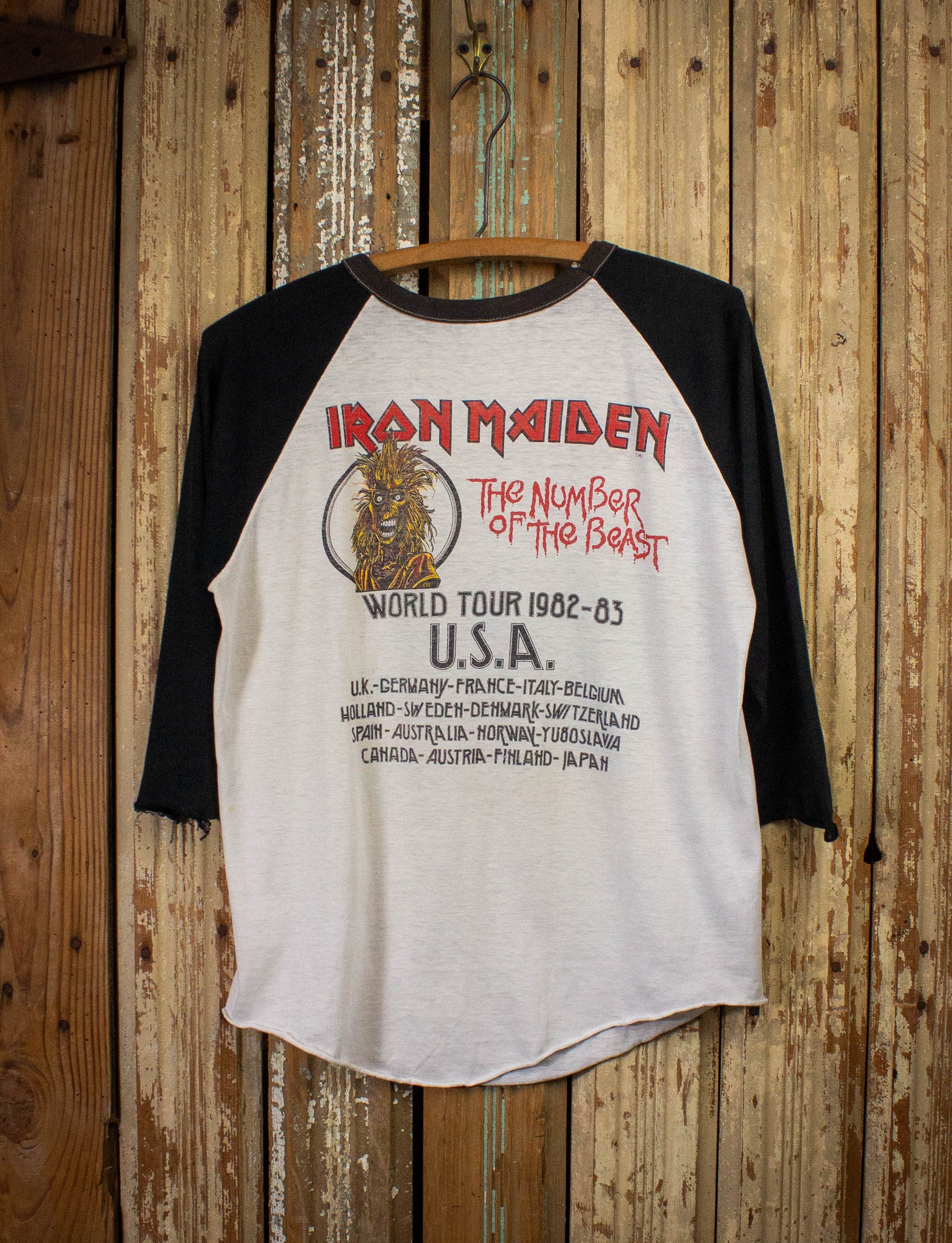 Vintage Iron Maiden 1982 The Number of The Beast Tour Raglan T Shirt Size US M / EU 48-50 / 2 - 2 Preview