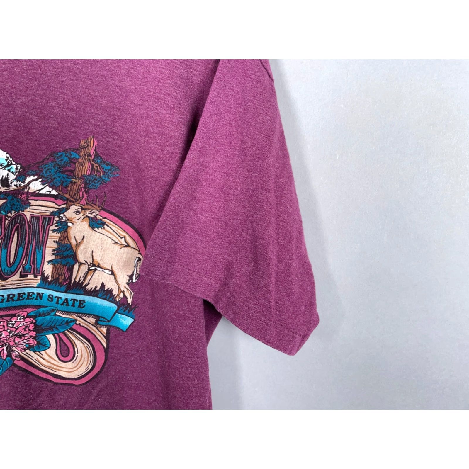 Vintage VINTAGE Washington State T-Shirt Adult Large Dark Red Tennessee River Single Stitch Cotton Polyester Blend 1990s 90s Mens Shirt Size US L / EU 52-54 / 3 - 7 Thumbnail