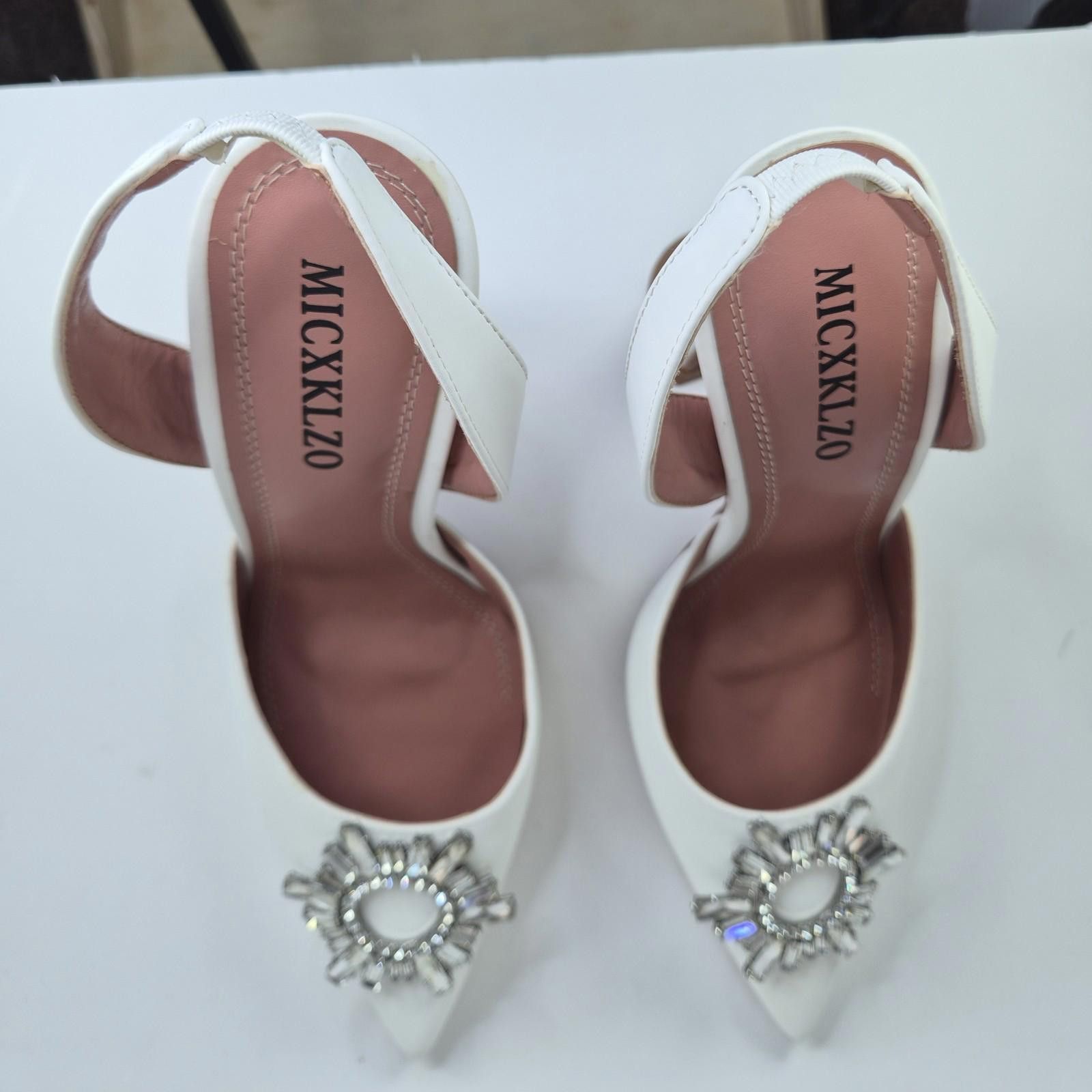Other MICXKLZO Heel Women's Sz 7.5 White Party Slingback Shoes NIB Size US 7.5 / IT 37.5 - 8 Thumbnail
