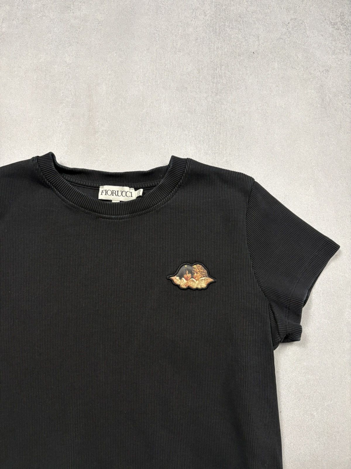 Fiorucci Fiorucci Angel Patch Ribbed Crop T Shirt Black Size L Y2K Size L / US 10 / IT 46 - 2 Thumbnail