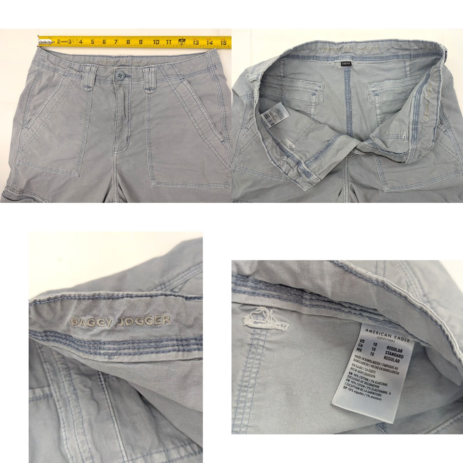 American Eagle Outfitters American Eagle Outfitters Baggy Cargo Jogger Pants Women 10 Reg Blue Color 90s Grunge Slim Straight Casual Pants Size 32" / US 10 / IT 46 - 8 Thumbnail
