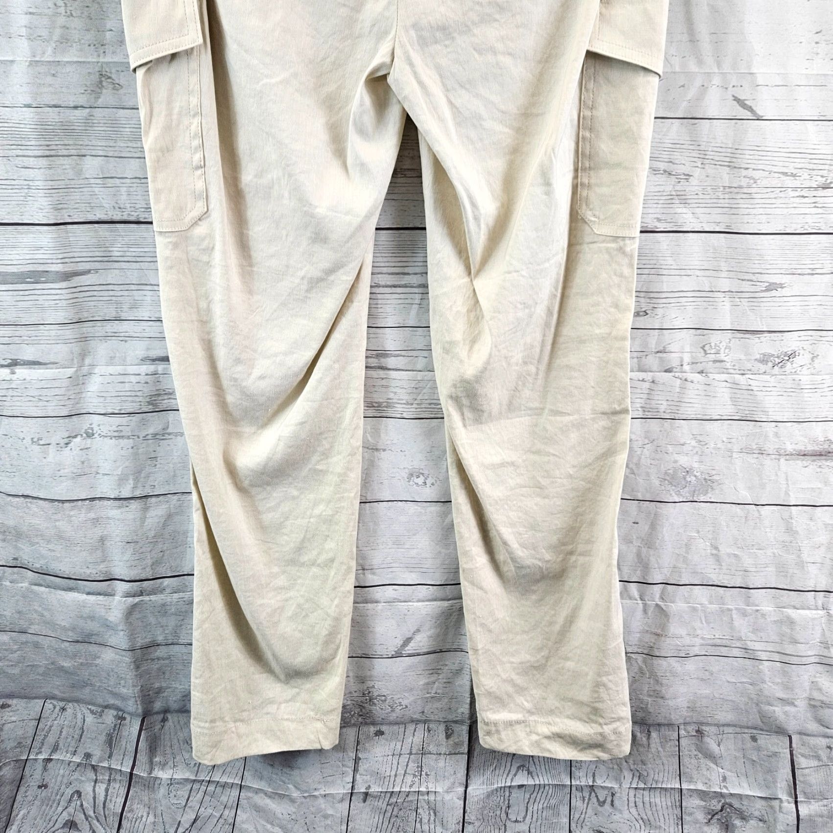 Vintage Chico's Womens Cargo Ankle Pants Sz 0 Tall Beige Linen Blend Mid Rise Inseam 29 Size 25" / US 0 / IT 36 - 5 Thumbnail