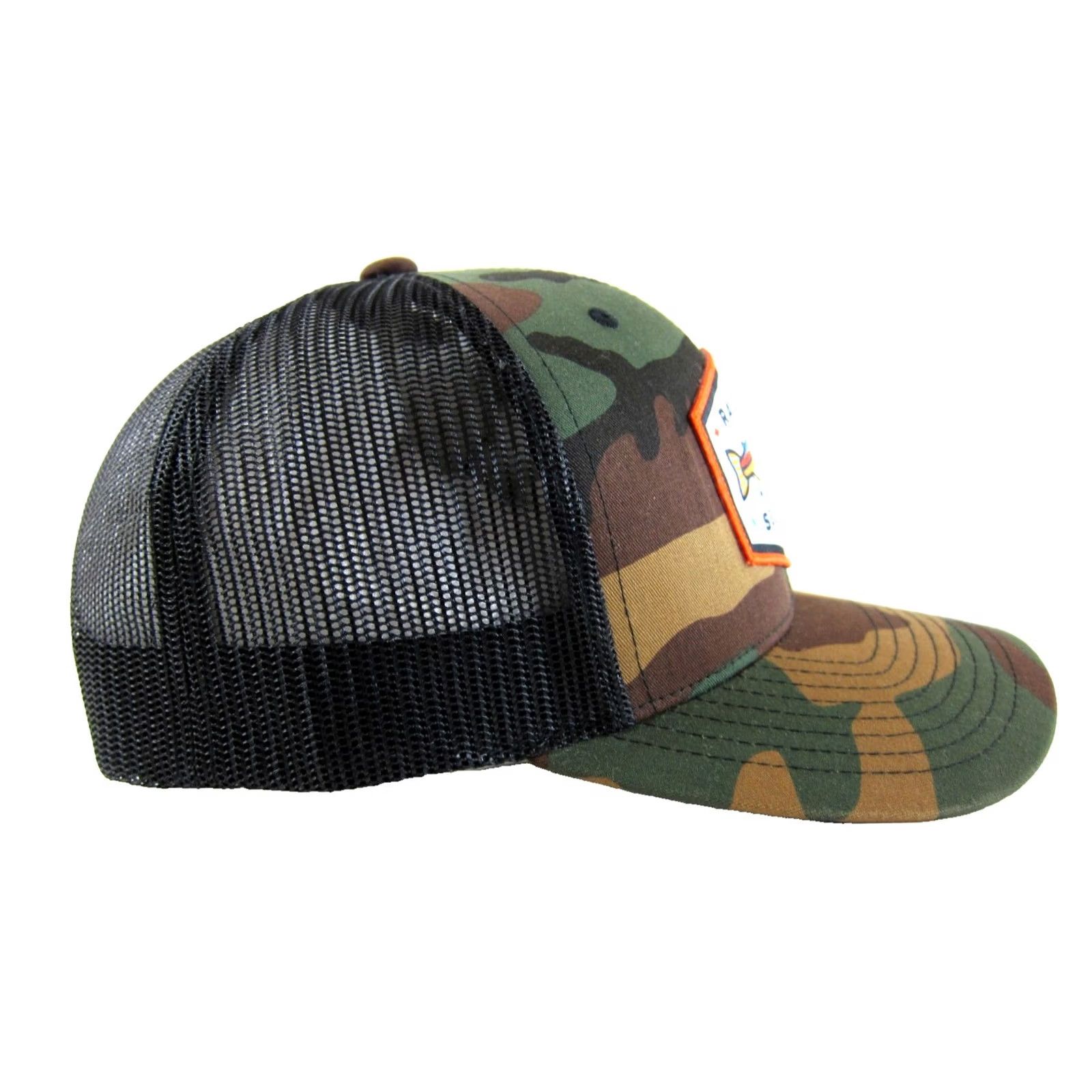 Rainbow Rainbow Seekers Camouflage Green Brown Black Fish Fishing Hunting Trucker Hat OS Size ONE SIZE - 3 Thumbnail