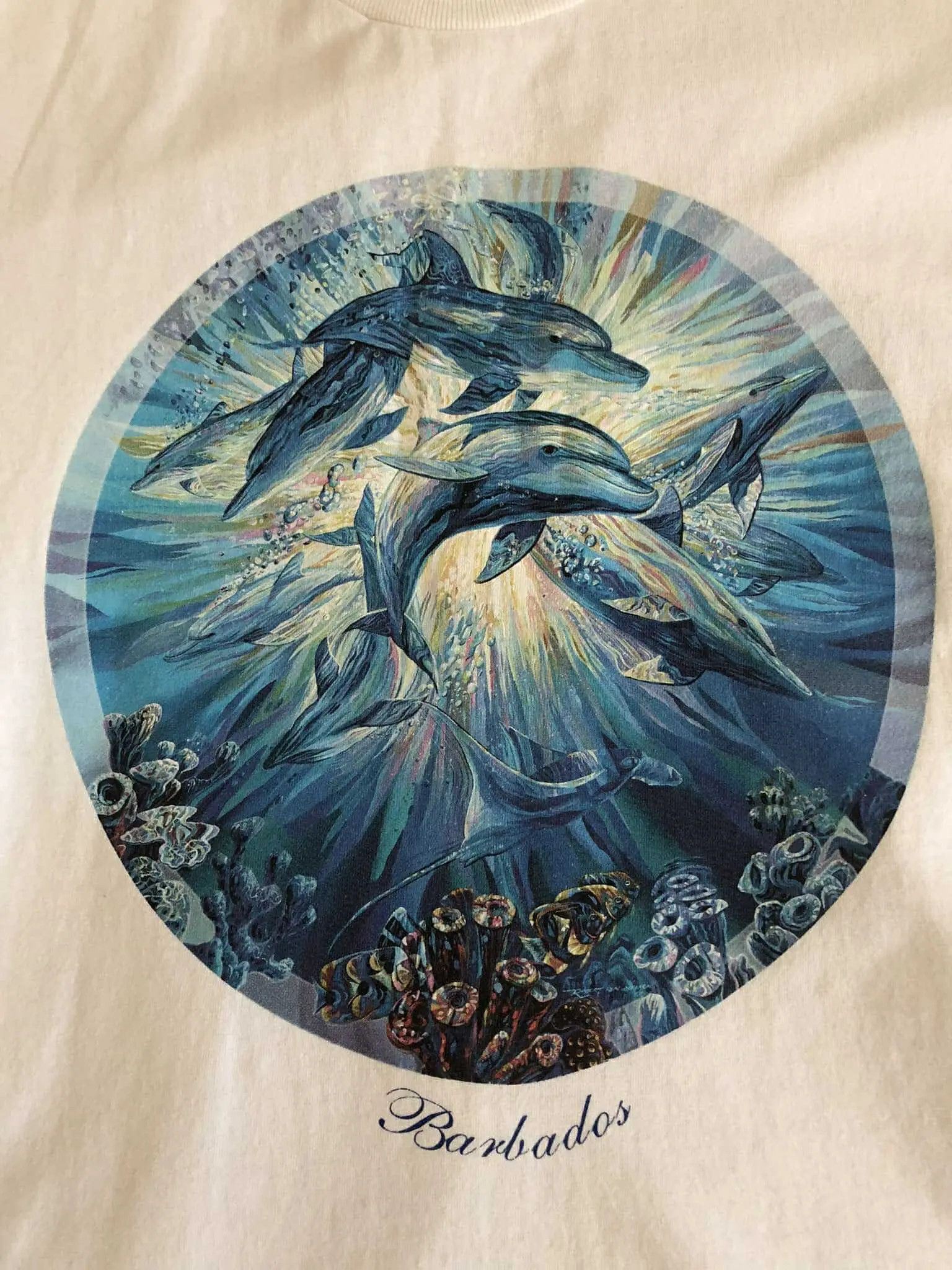 Caribbean × Ocean Pacific × Vintage 90s Barbados Dolphins print T-shirt, M Size US M / EU 48-50 / 2 - 5 Thumbnail