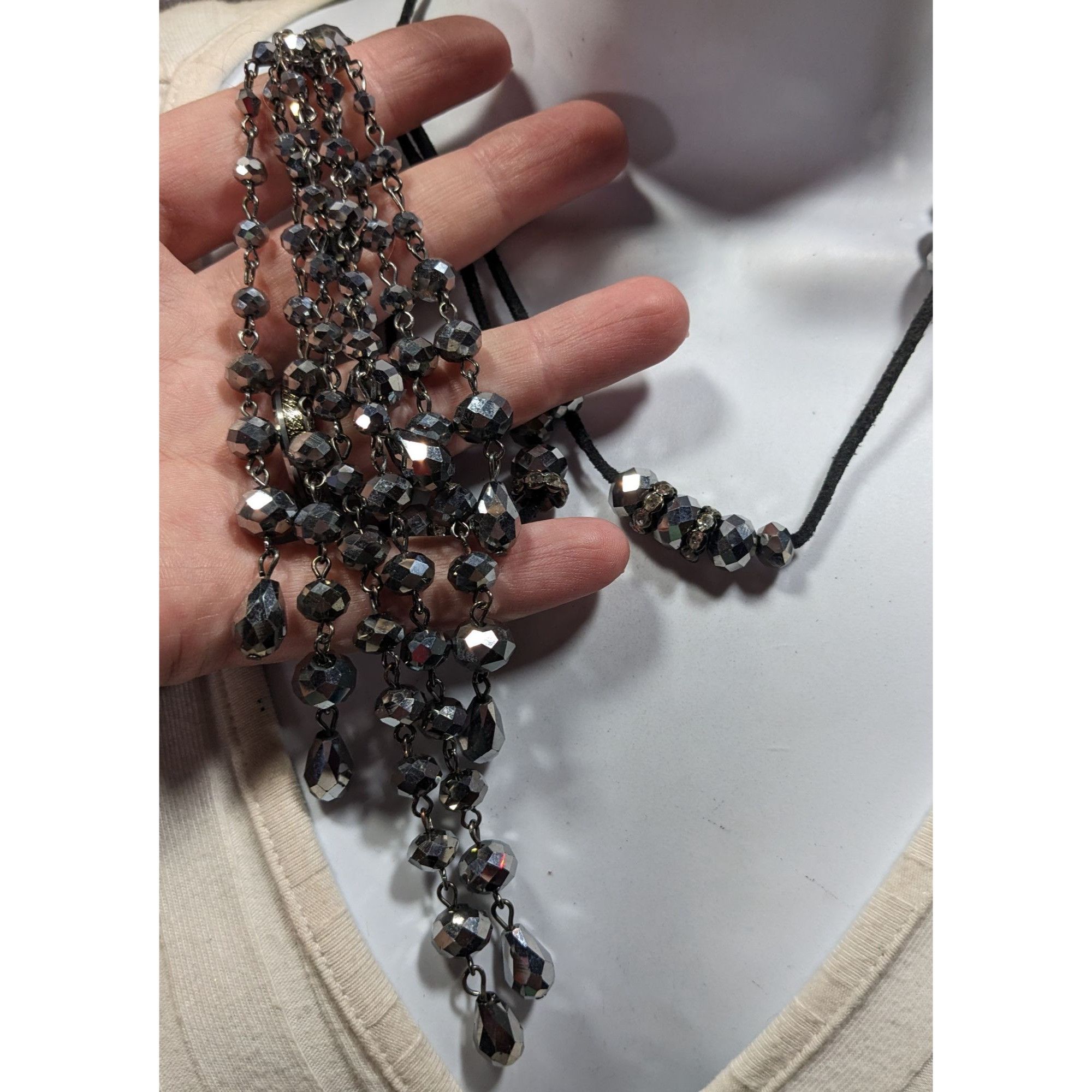 Other Glam Goth Mirror Finish Glass Beaded Tassel Necklace Size ONE SIZE - 3 Thumbnail