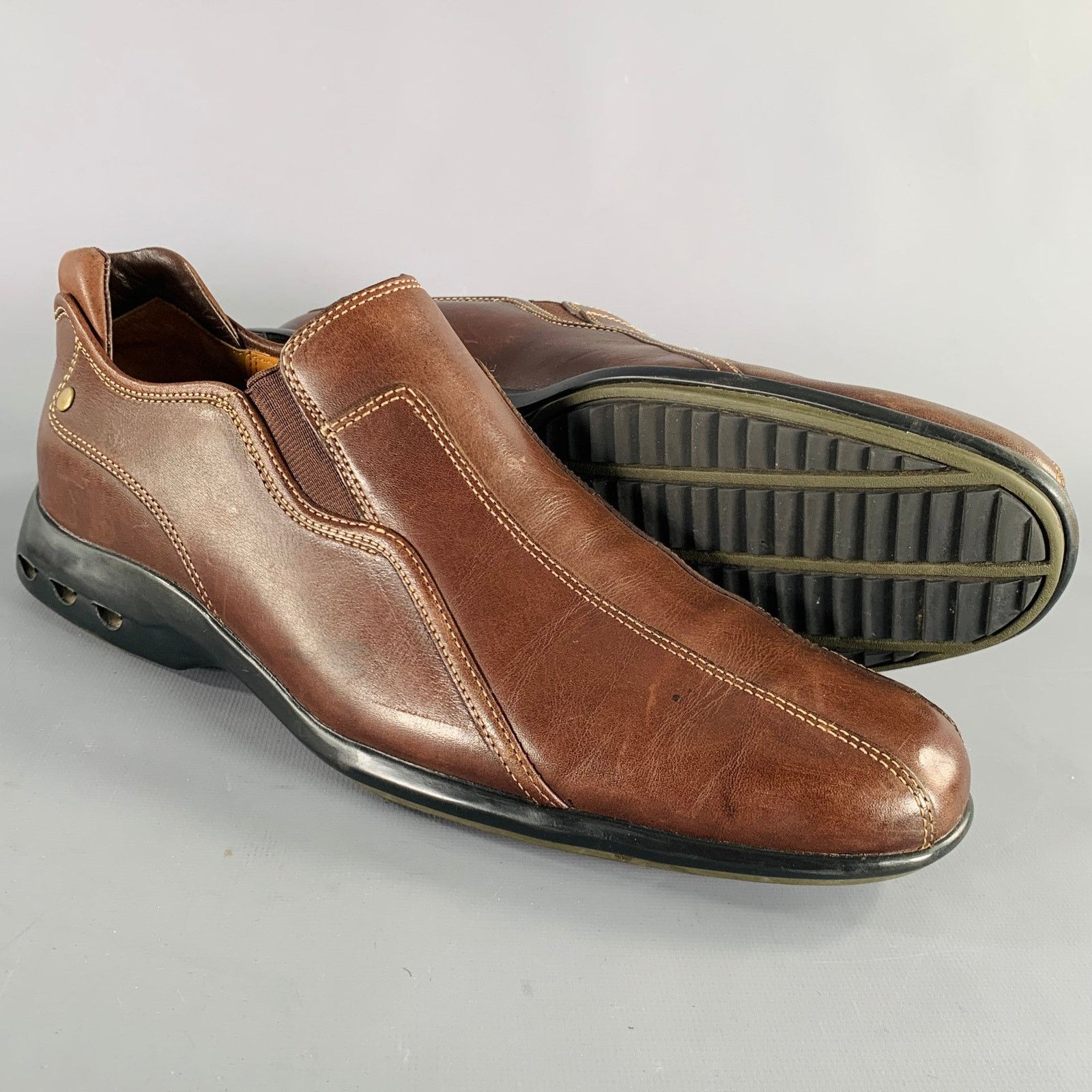 Cole Haan COLE HAAN 9.5 Brown Contrast Stitch Leather Slip On Loafers Size US 9.5 / EU 42-43 - 5 Thumbnail