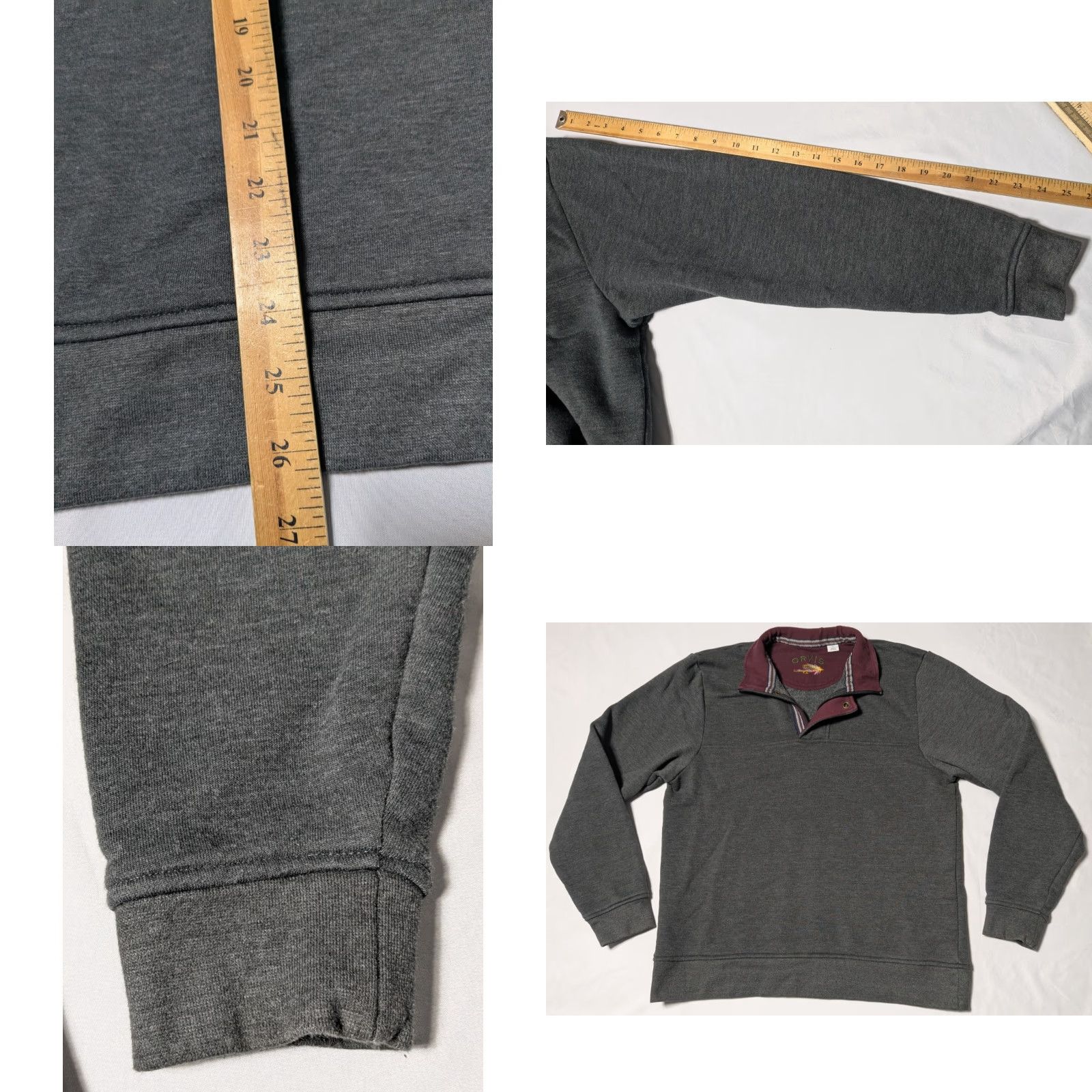 Orvis ORVIS Men Medium Gray Cotton Blend 1/4 Zip Signature Fleece Lined Sweatshirt Size US M / EU 48-50 / 2 - 9 Thumbnail