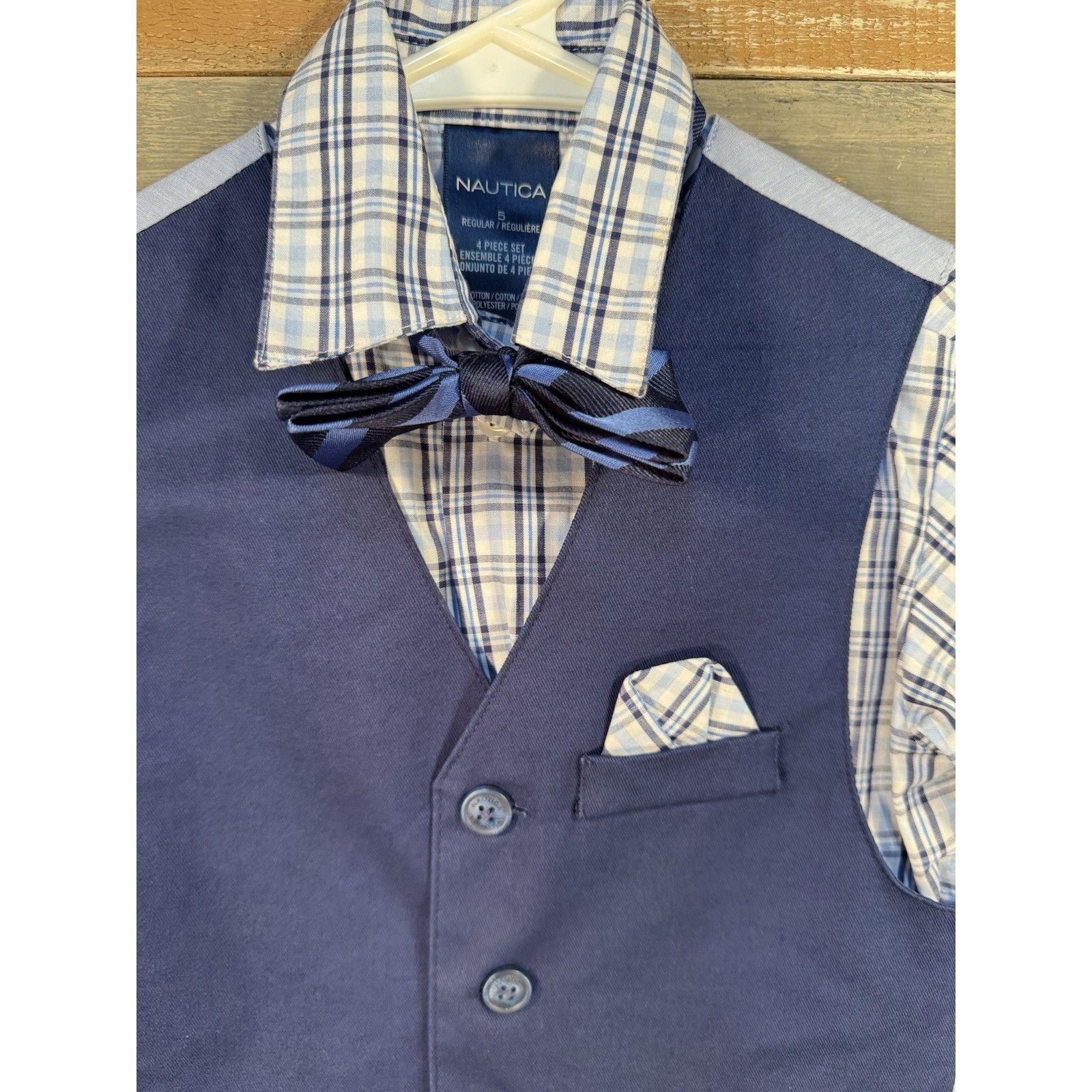 Nautica NAUTICA Boys Long Sleeve 3 Pc Navy Blue Plaid Dress Pant Sui Size US XS / EU 42 / 0 - 2 Thumbnail