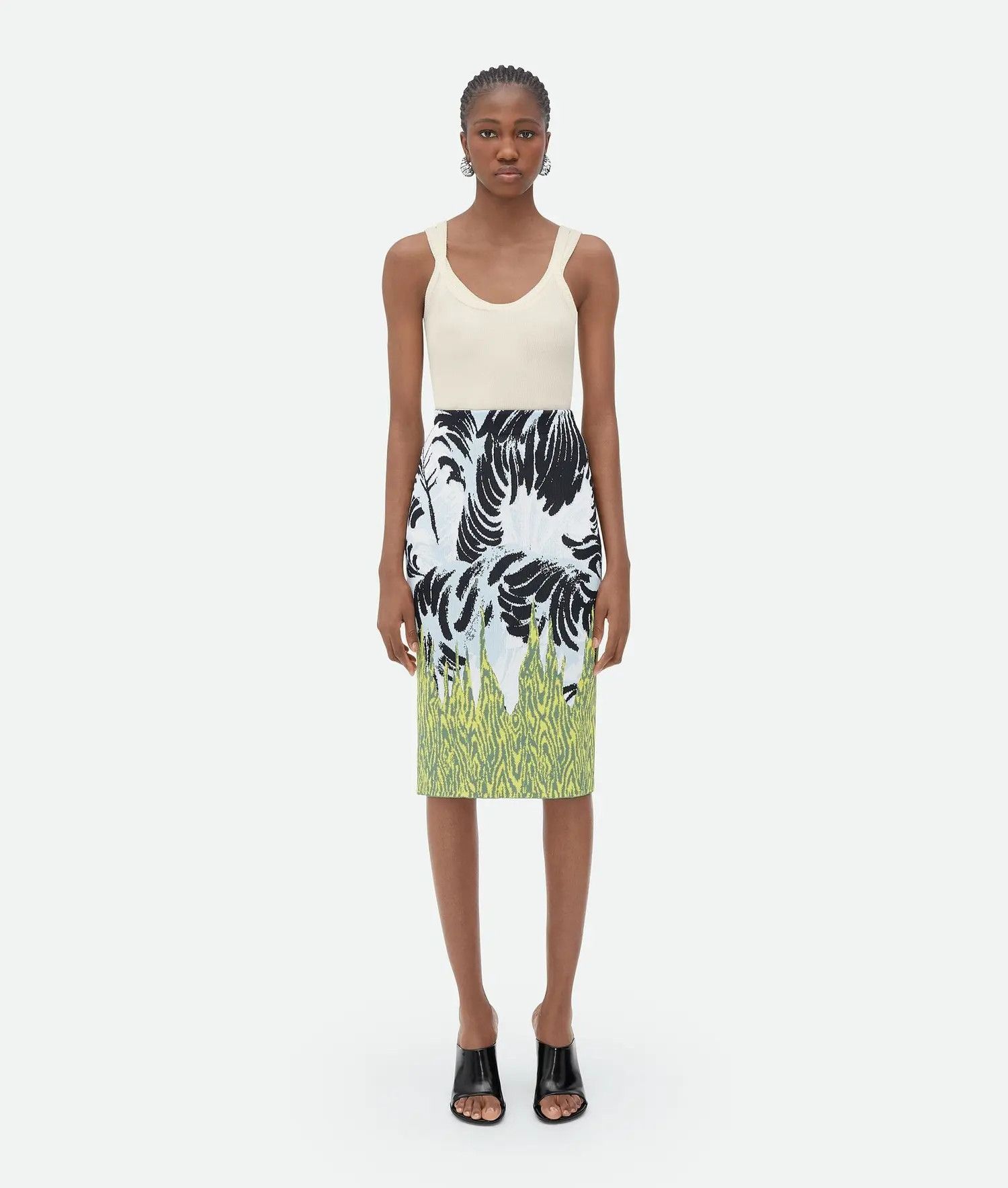 Bottega Veneta o1n1vont0325 Graphic Viscose Jacquard Midi Skirt Multicolor Size 26" / US 2 / IT 38 - 1 Thumbnail