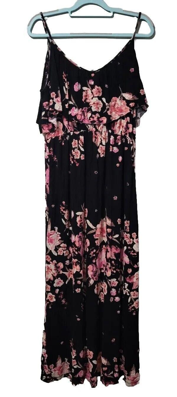 H&M HM Dress Black Pink Floral Maxi Long Tank Top Blouson H&M Size M / US 6-8 / IT 42-44 - 2 Thumbnail