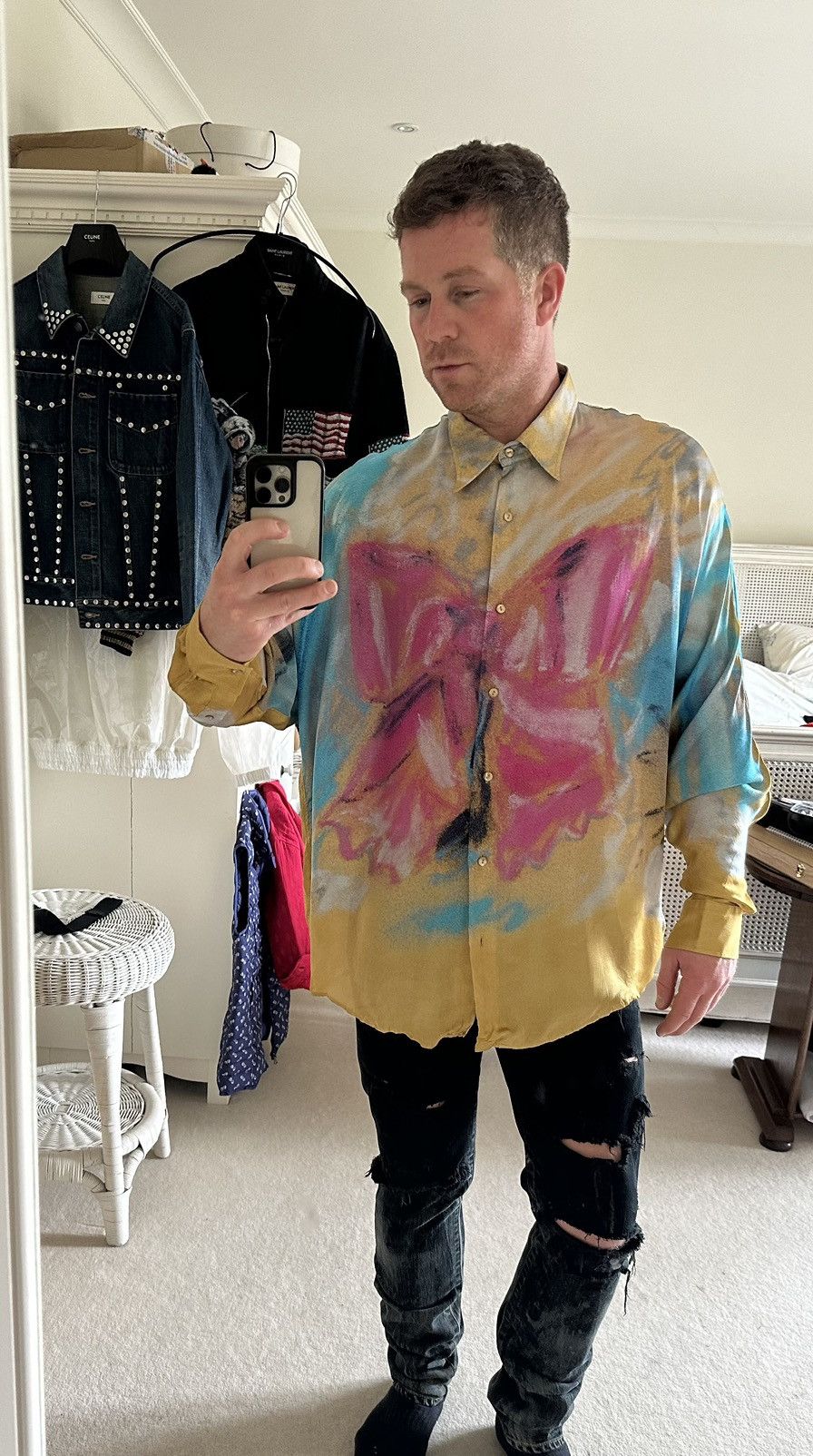 Acne Studios Rare Acne Studios Karen Kilimnik pink bow shirt oversized Size US L / EU 52-54 / 3 - 5 Thumbnail