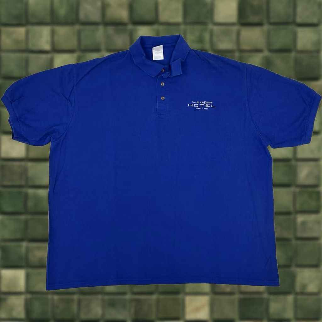 Hanes VINTAGE The Bud Light Hotel Dallas Polo Shirt Embroidered Blue Golf Size 2XL Mens Size US XXL / EU 58 / 5 - 1 Thumbnail