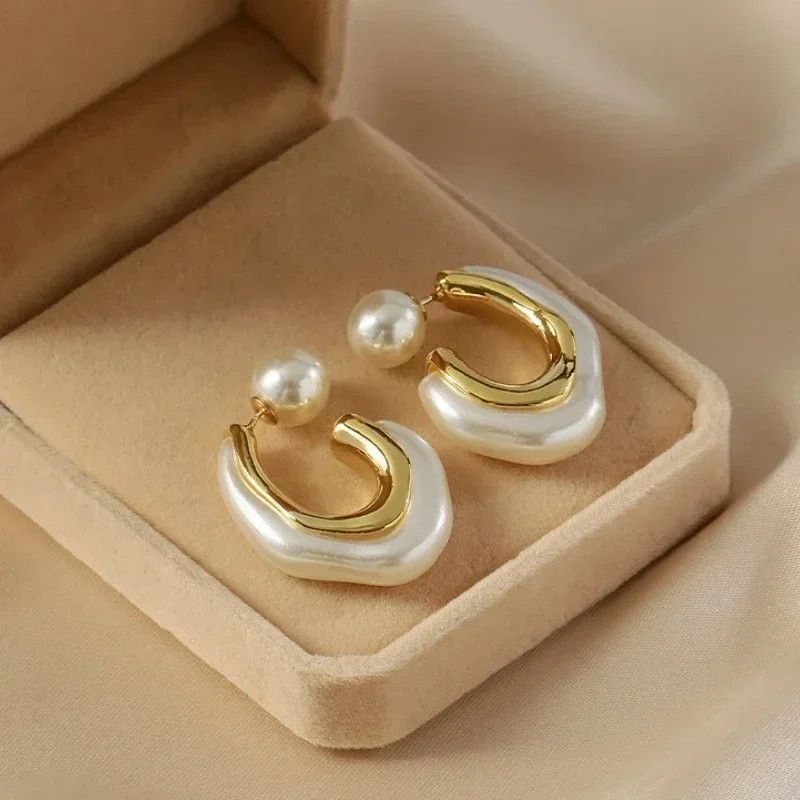 Other Gold Color Pearl Irregular Earring Size ONE SIZE - 7 Thumbnail