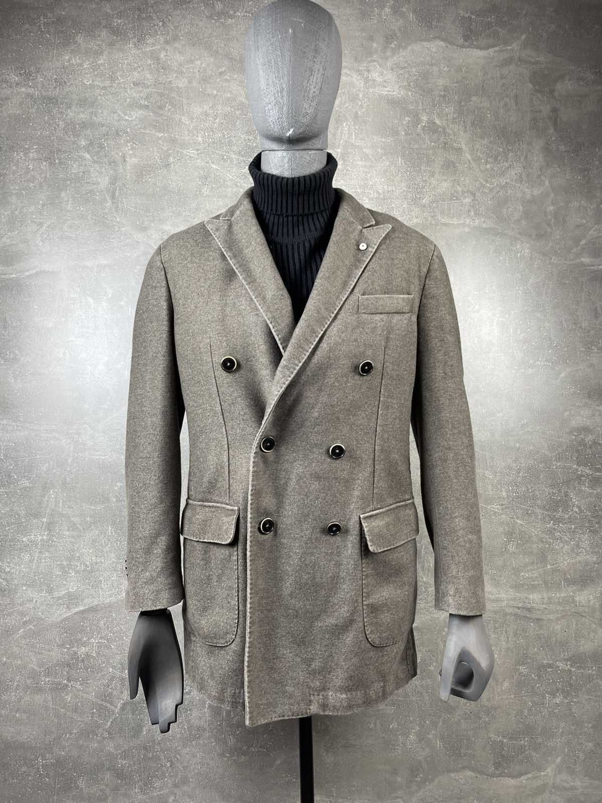 L.B.M. 1911 L.B.M. 1911 Wool Classic Double Breasted Italian Belted Coat Size US L / EU 52-54 / 3 - 1 Thumbnail