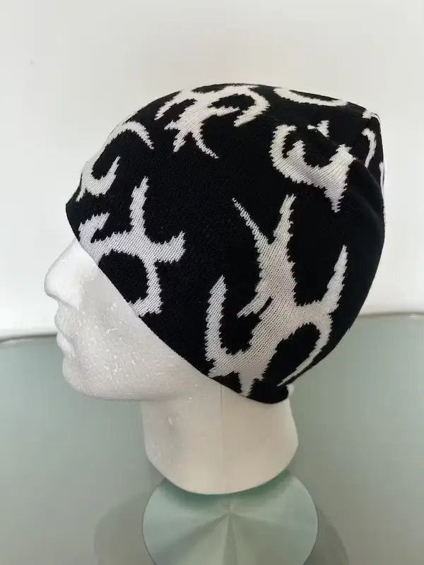 Japanese Brand × Vintage Y2K Fire Beanie (black + white) Size ONE SIZE - 2 Thumbnail