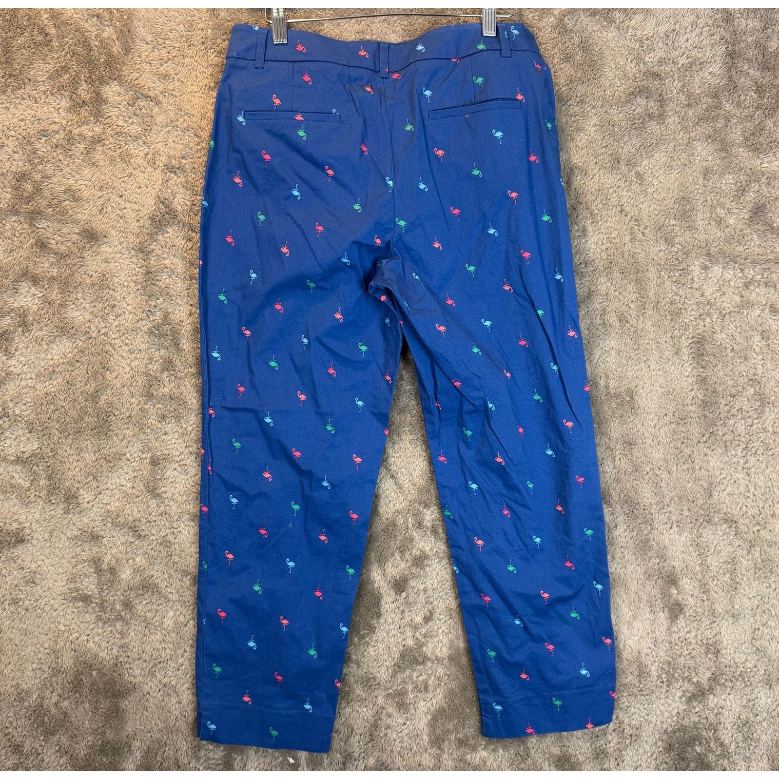 Other Talbots Blue Flamingo Print Pants Women's 10 Capri Cropped Size 32" / US 10 / IT 46 - 2 Thumbnail