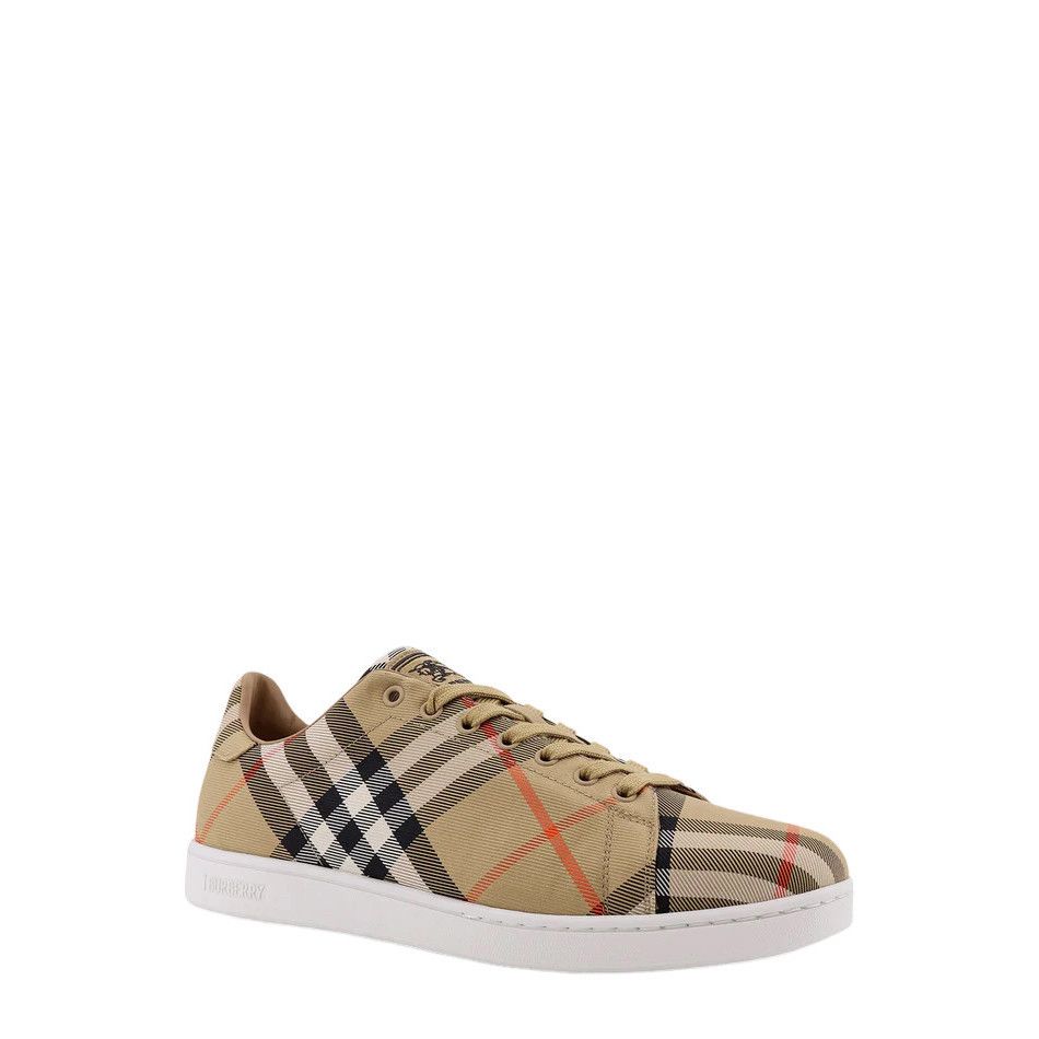 Burberry BURBERRY Beige Canvas Ceckered Sneakers New & Authentic (Men Size US 7.5 / EU 40-41 - 2 Thumbnail