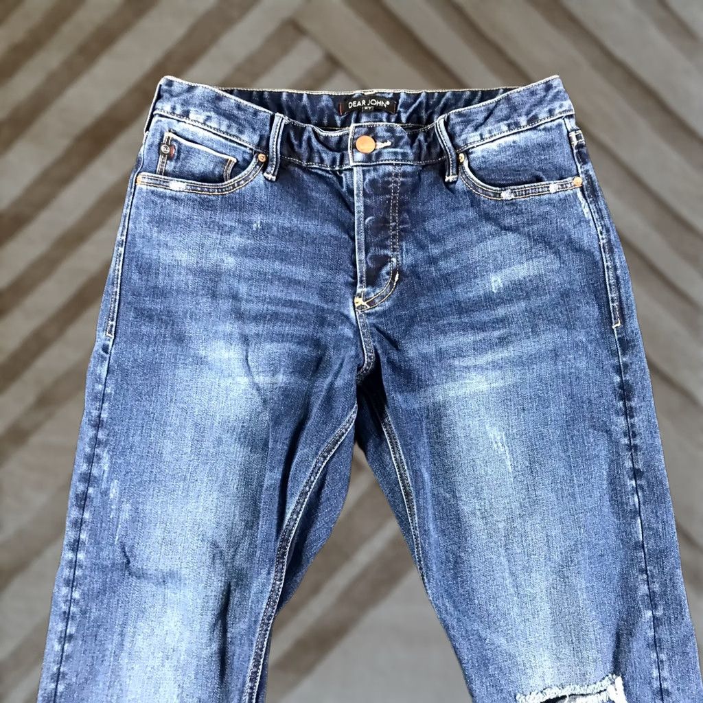Vintage Dear John American Classic Jeans Blue Medium Wash Sz 27 Distressed Straight Leg 5-Pocket Womens Size 27 Size 27" / US 4 / IT 40 - 1 Thumbnail
