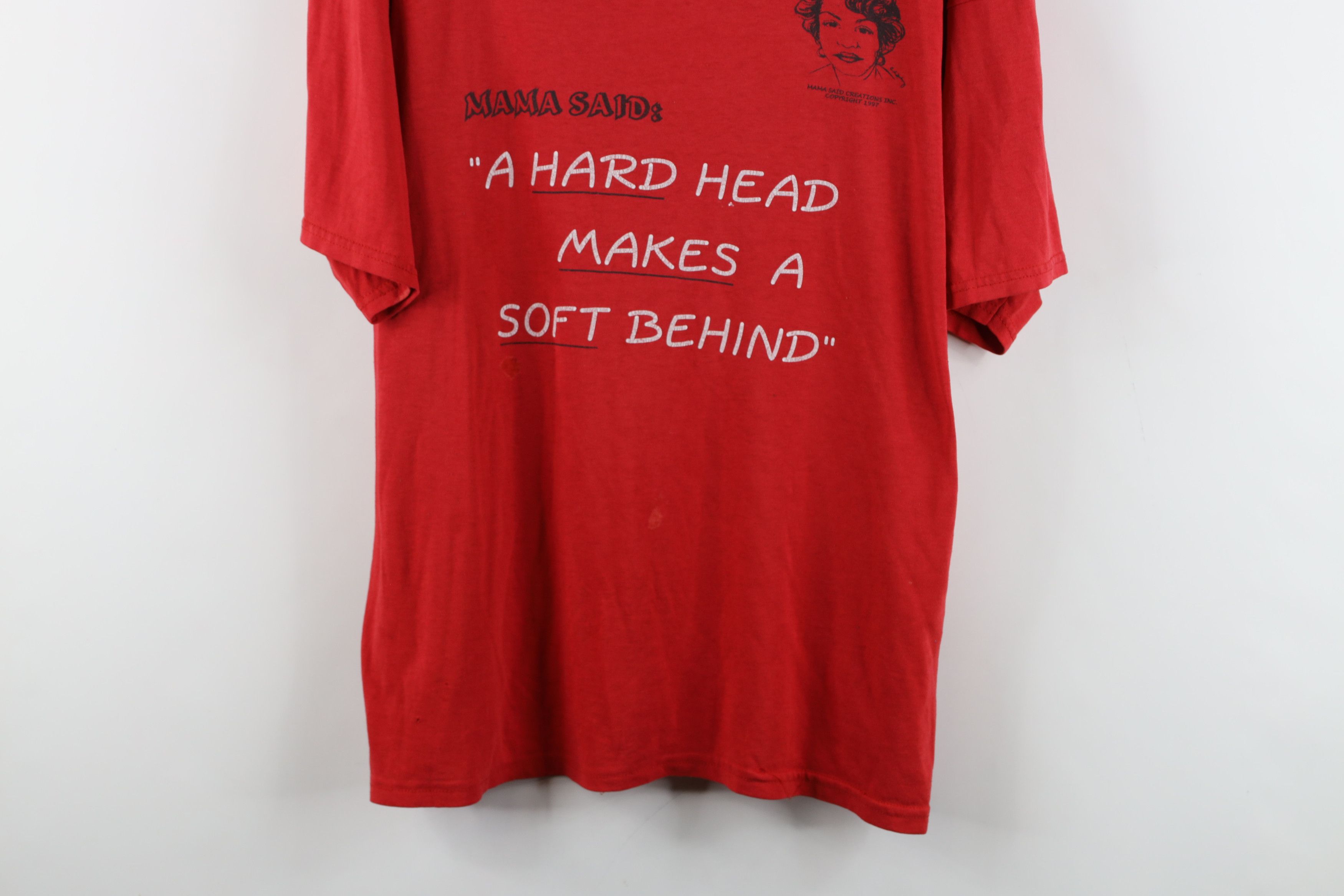 Vintage Vintage 90s Funny Mama Said Hard Head Soft Behind T-Shirt Size US XL / EU 56 / 4 - 3 Thumbnail