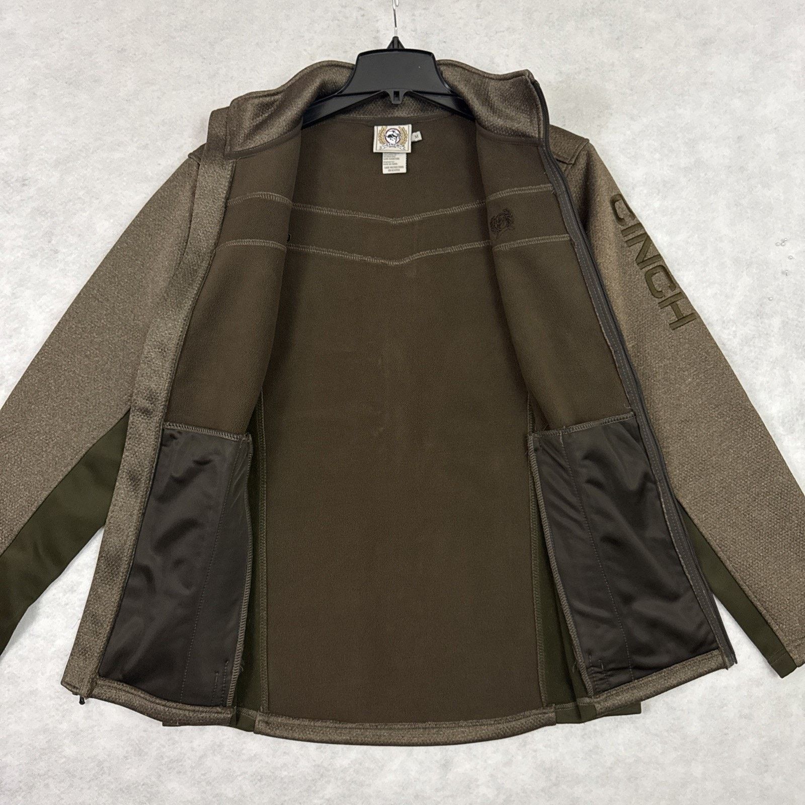 CINCH Cinch Mens M Jacket Lightweight Fleece Logo Brown Softshell Size US M / EU 48-50 / 2 - 8 Thumbnail