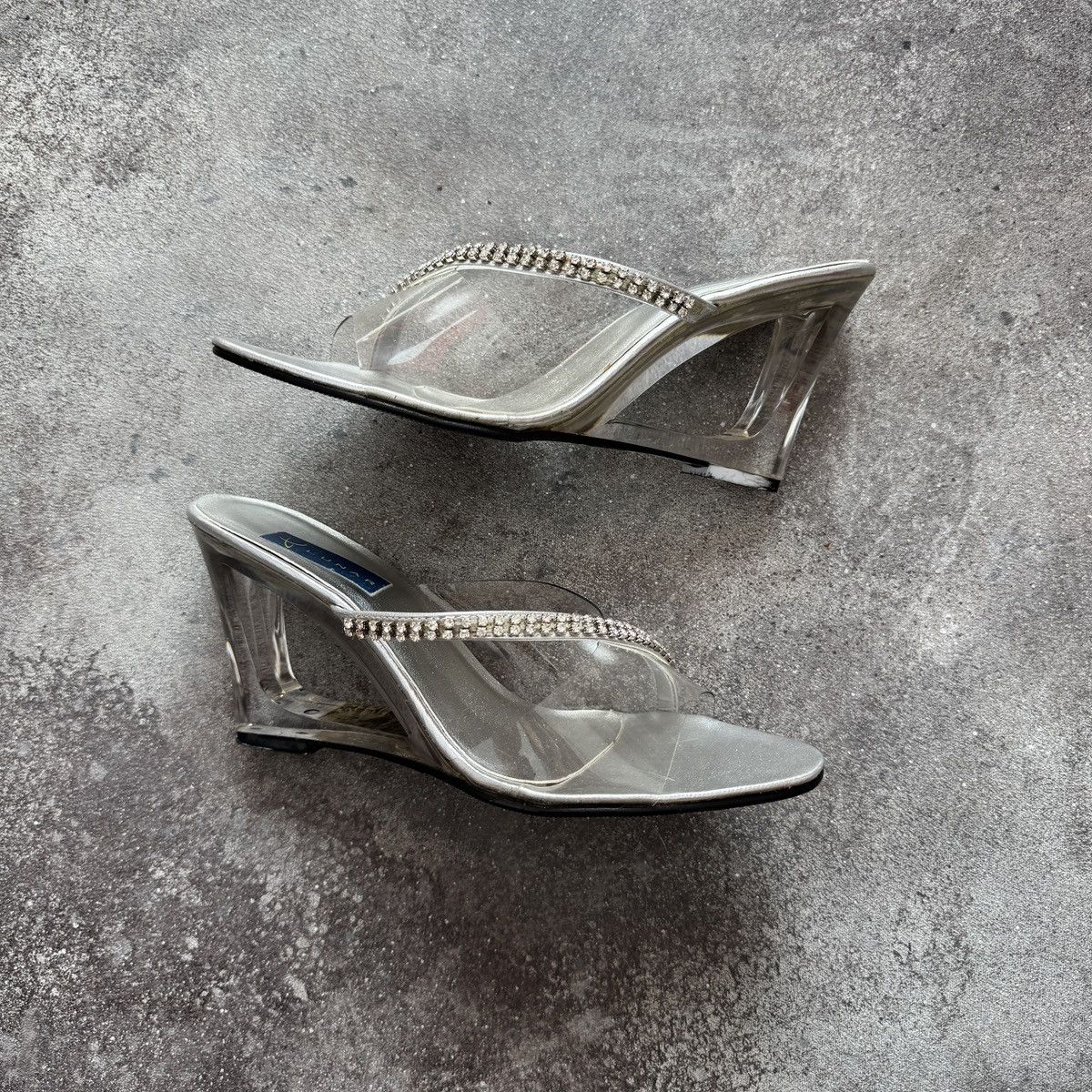 Hysteric Glamour Y2K Glamour 2000’s Clear Transparent Rhinestone Wedge Heels Size US 8 / IT 38 - 2 Thumbnail