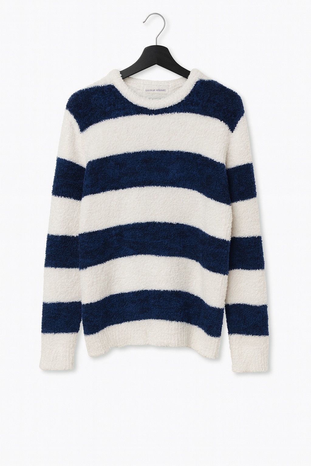 Japanese Brand Vintage Growth by Grail Navy & White Striped Fuzzy Sweater Size M / US 6-8 / IT 42-44 - 1 Thumbnail