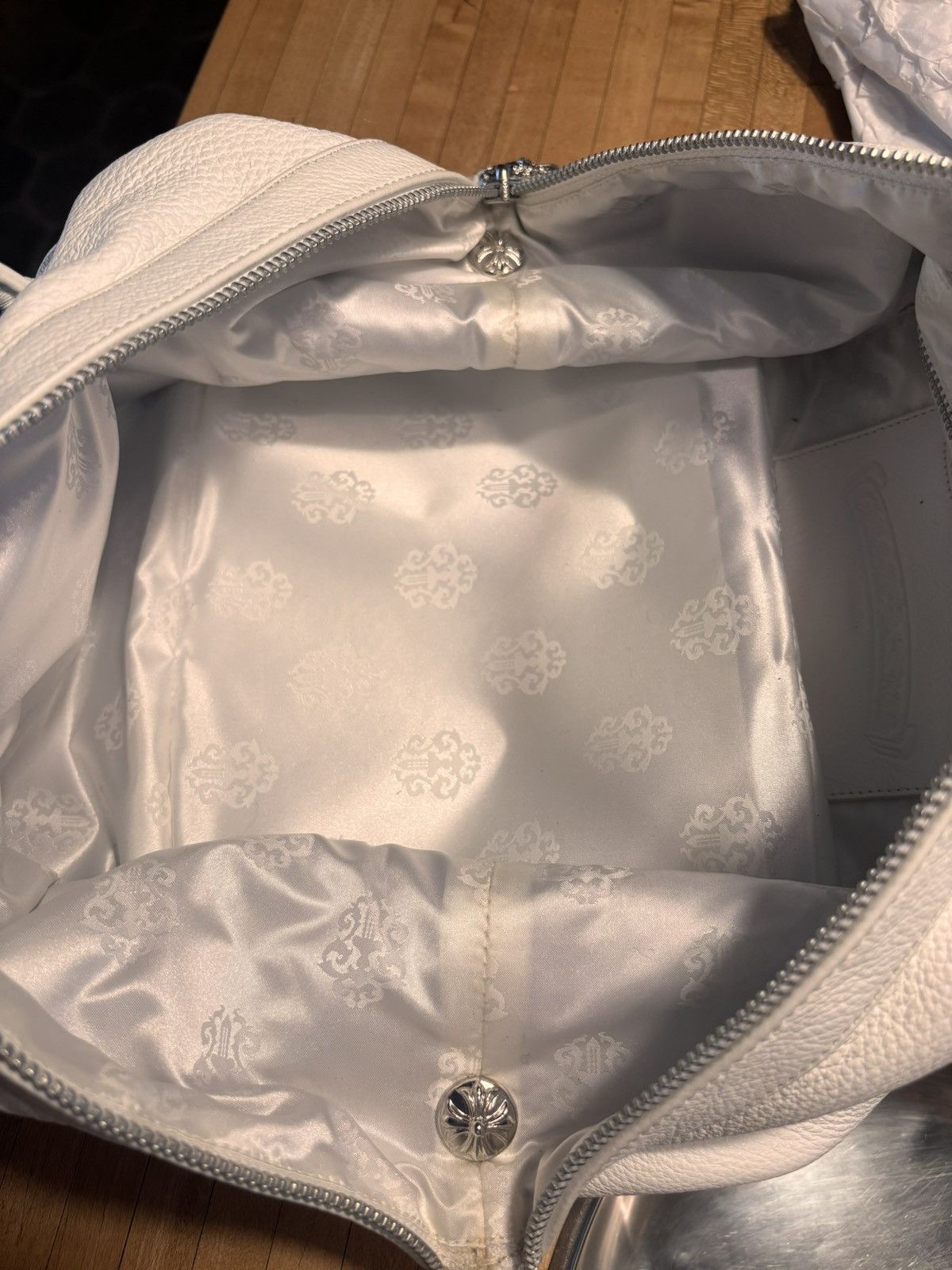 Chrome Hearts Chrome Hearts White Leather Monica Bag With Silver Cross Size ONE SIZE - 6 Thumbnail
