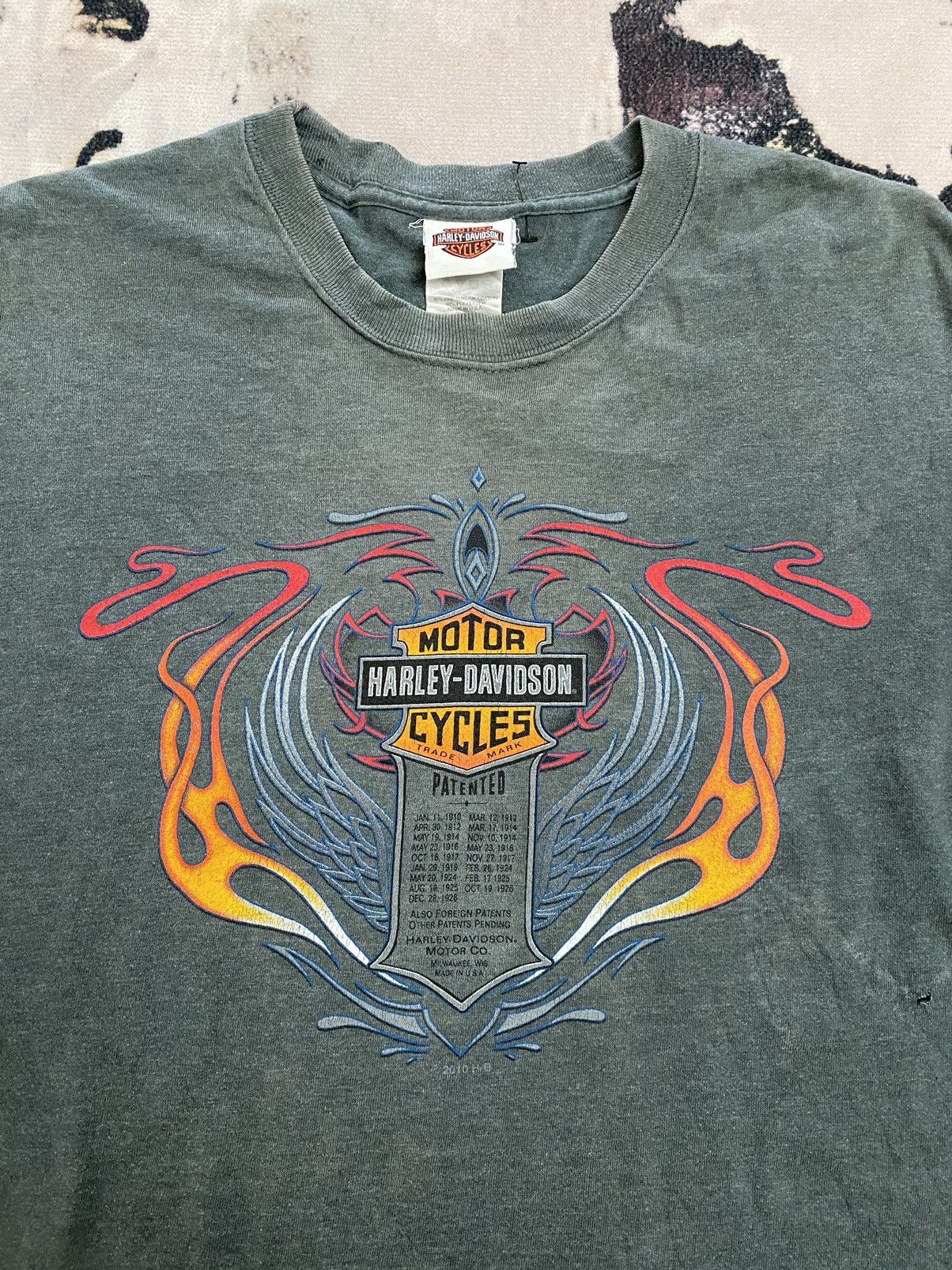 Harley Davidson × Vintage Vtg Harley Davidson Flame L/Sleeve Size US XL / EU 56 / 4 - 3 Thumbnail