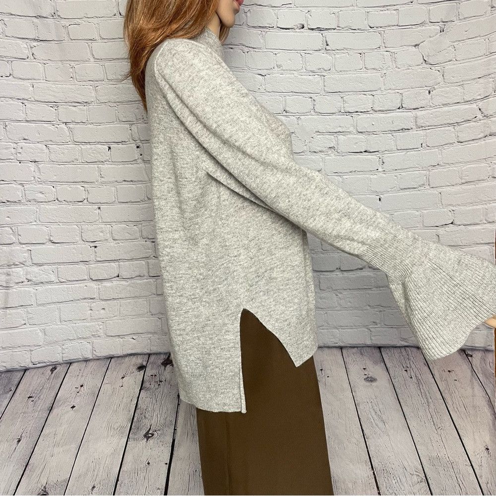 MILLY NWT New $350 Milly Wool Cashmere Ruffle Cuff Mock Neck Grey Size M / US 6-8 / IT 42-44 - 6 Thumbnail