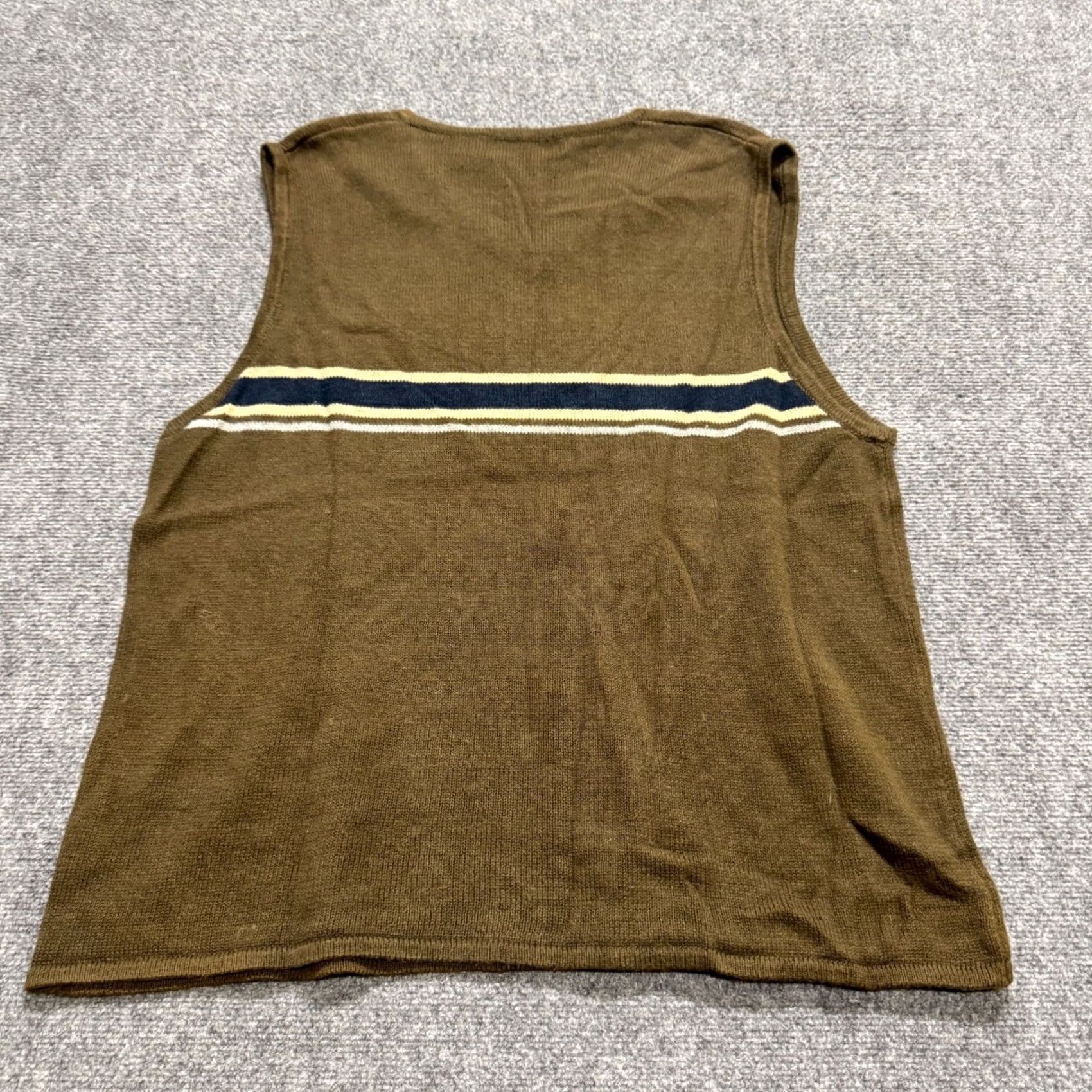 The Unbranded Brand VINTAGE The Unbranded Brand VTG American Paradise Sweater Vest Pullover 2XL Cotton Blend Striped Brown Men Big & Tall Brown Sweater Vest Mens Size US XXL / EU 58 / 5 - 3 Thumbnail