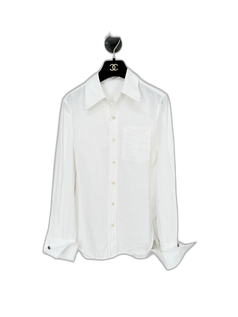 Saint Laurent Paris Saint Laurent Embroidered White Shirt Size 34-2507 Size S / US 4 / IT 40 - 6 Thumbnail