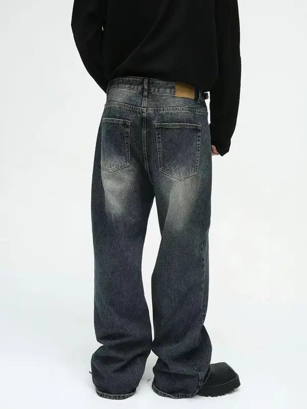 VIBE Retro dark blue washed distressed straight-leg jeans Size US 32 / EU 48 - 2 Thumbnail