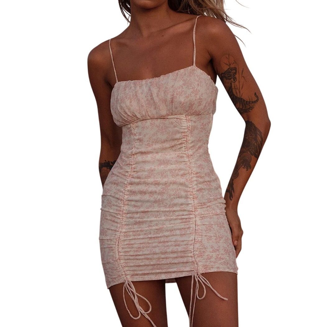 open lace back dress Landon Mini Dress | Pink Floral | Womens main image 0