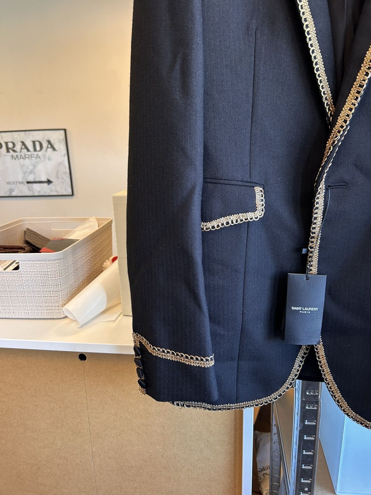 Saint Laurent Paris Saint Laurent Gold-Braided Blazer Jacket Size 46R - 5 Thumbnail