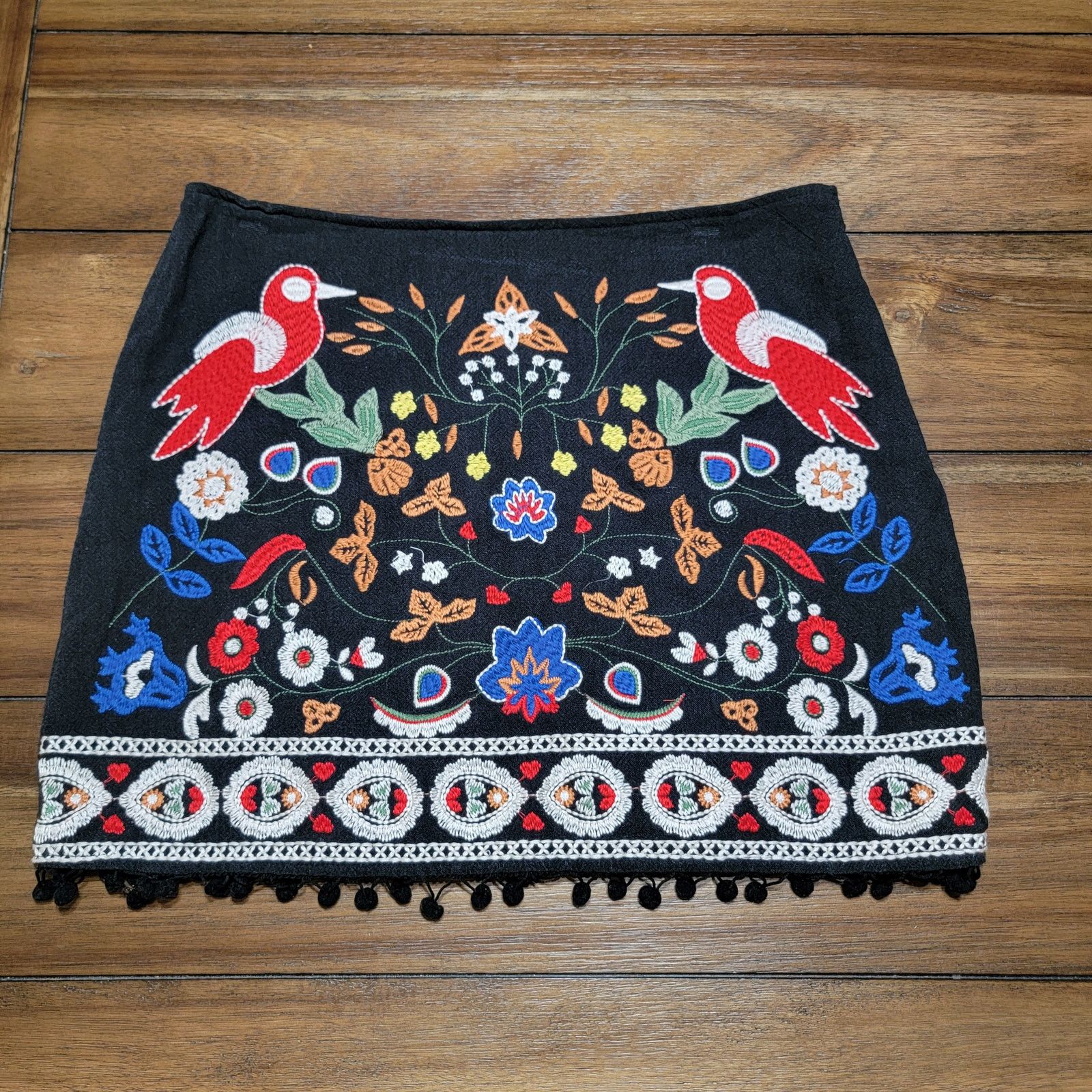 Other Altar'd State Black Embroidered Linen Blend Mini Skirt - Lg Size 31" - 1 Thumbnail
