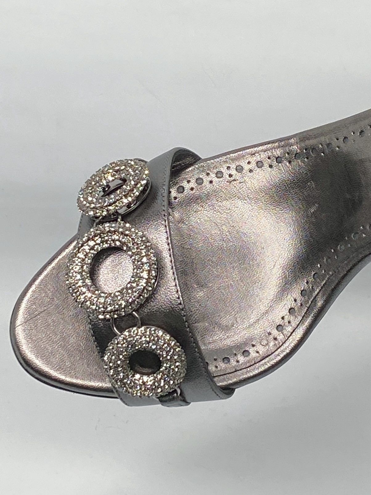 Manolo Blahnik Manolo Blahnik Crystal-Embellished Leather Sandals size 37.5 Size US 7.5 / IT 37.5 - 10 Thumbnail