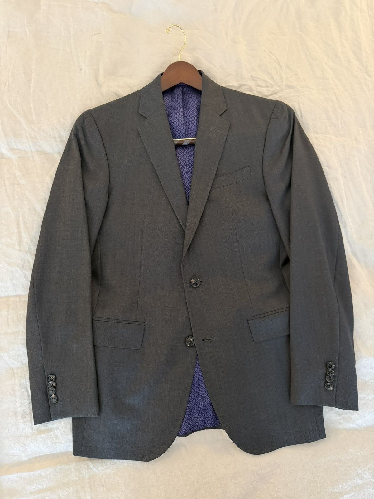 Ted Baker Ted Baker Jay CT Charcoal Wool Suit 38R 31W – Purple Lining Size 38R - 1 Thumbnail