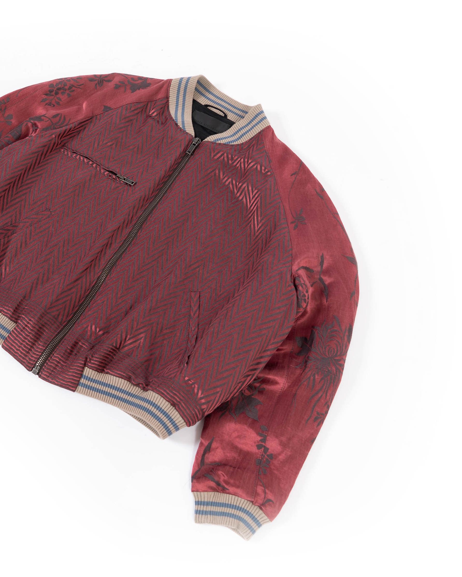 Haider Ackermann SS15 Iconic Bomber in Chevron & Floral Silk Jacquard Size US XL / EU 56 / 4 - 10 Thumbnail