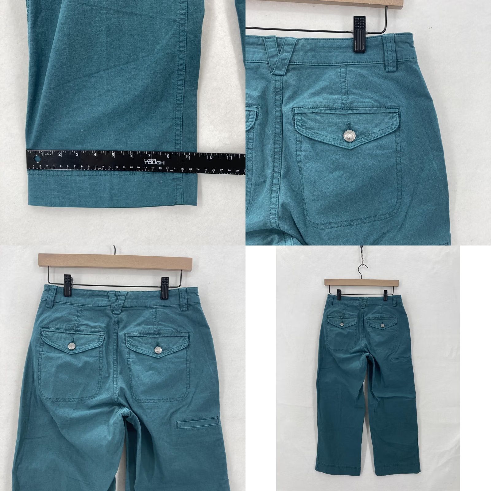 Altea Duluth Pants Womens 2 Teal Blue Ripstop Stretch Workwear Button-Front Size 26" / US 2 / IT 38 - 9 Thumbnail