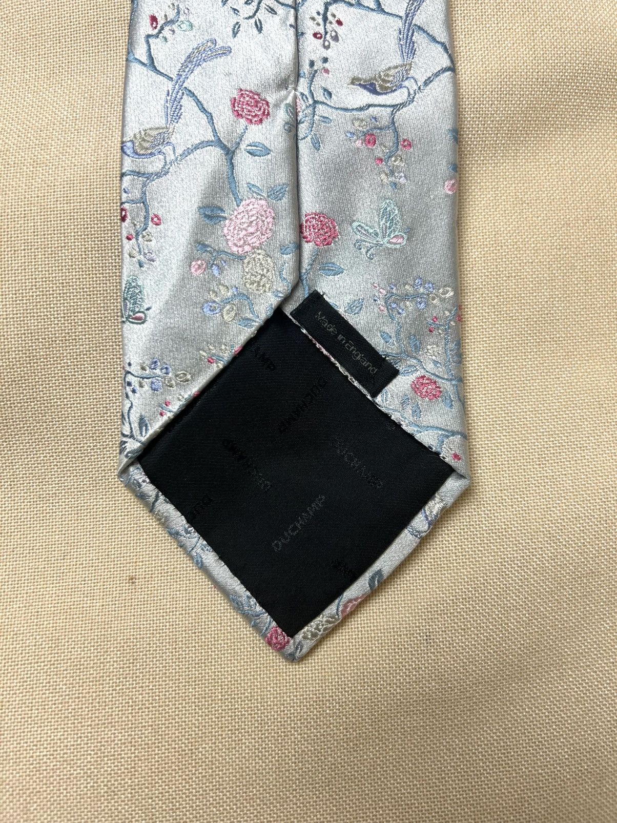 Duchamp London Duchamp London Silver floral Silk Mens Tie Size ONE SIZE - 4 Thumbnail