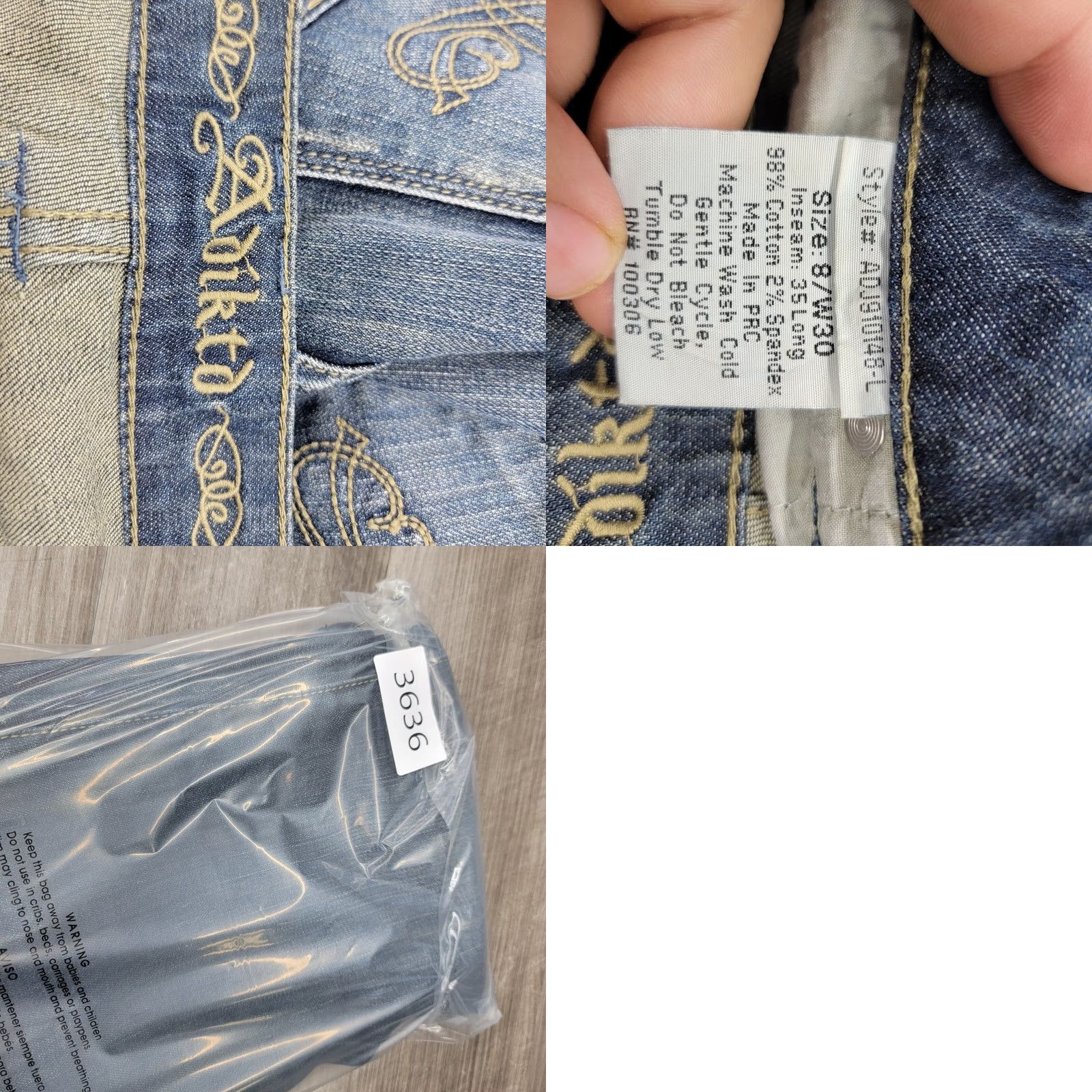 Denime Adiktd Jeans Women’s 8 w30 Blue Denim Designer Wide-Leg 90s Bohemian Rock Jeans Size 30" / US 8 / IT 44 - 10 Thumbnail