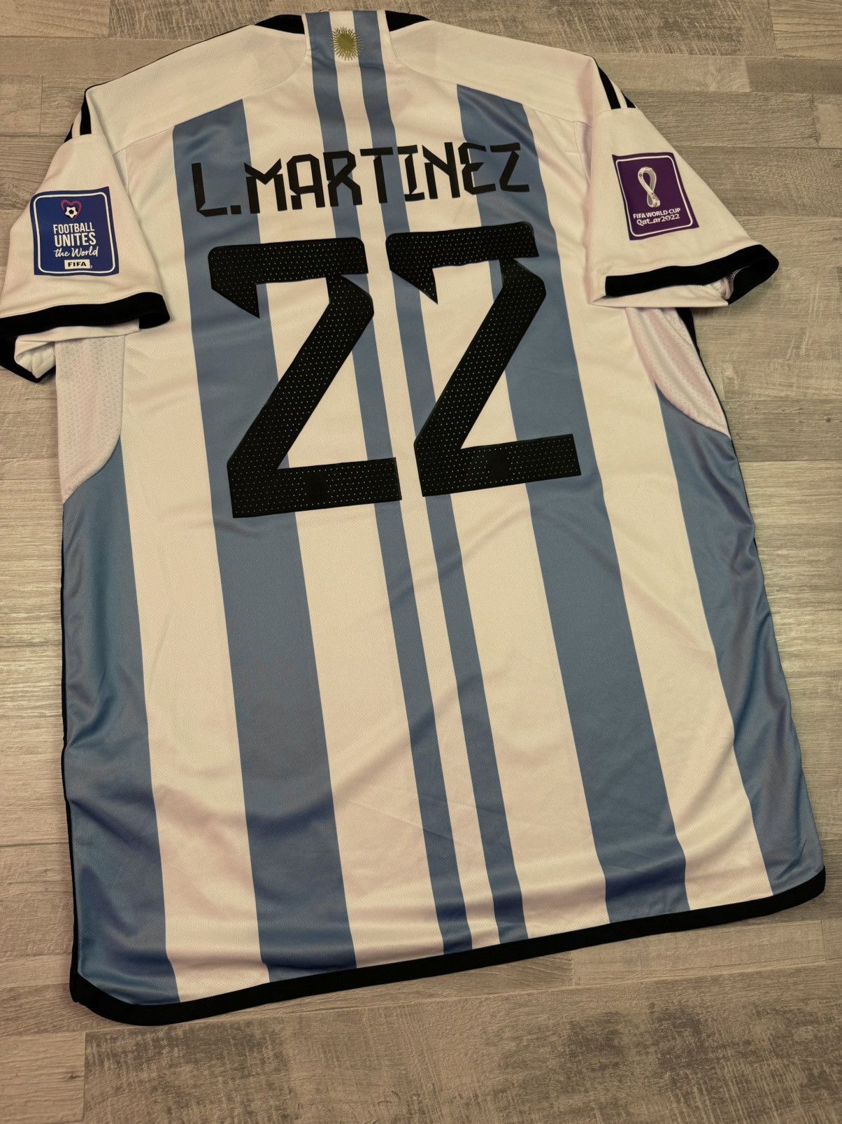 Adidas Argentina Home World Cup 2022 - LAUTARO MARTINEZ #22 Size US XXL / EU 58 / 5 - 4 Thumbnail