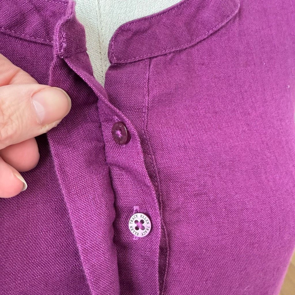 Other Ellen Tracy 100% Linen Plum Purple Sleeveless Shirt L Size L / US 10 / IT 46 - 5 Thumbnail