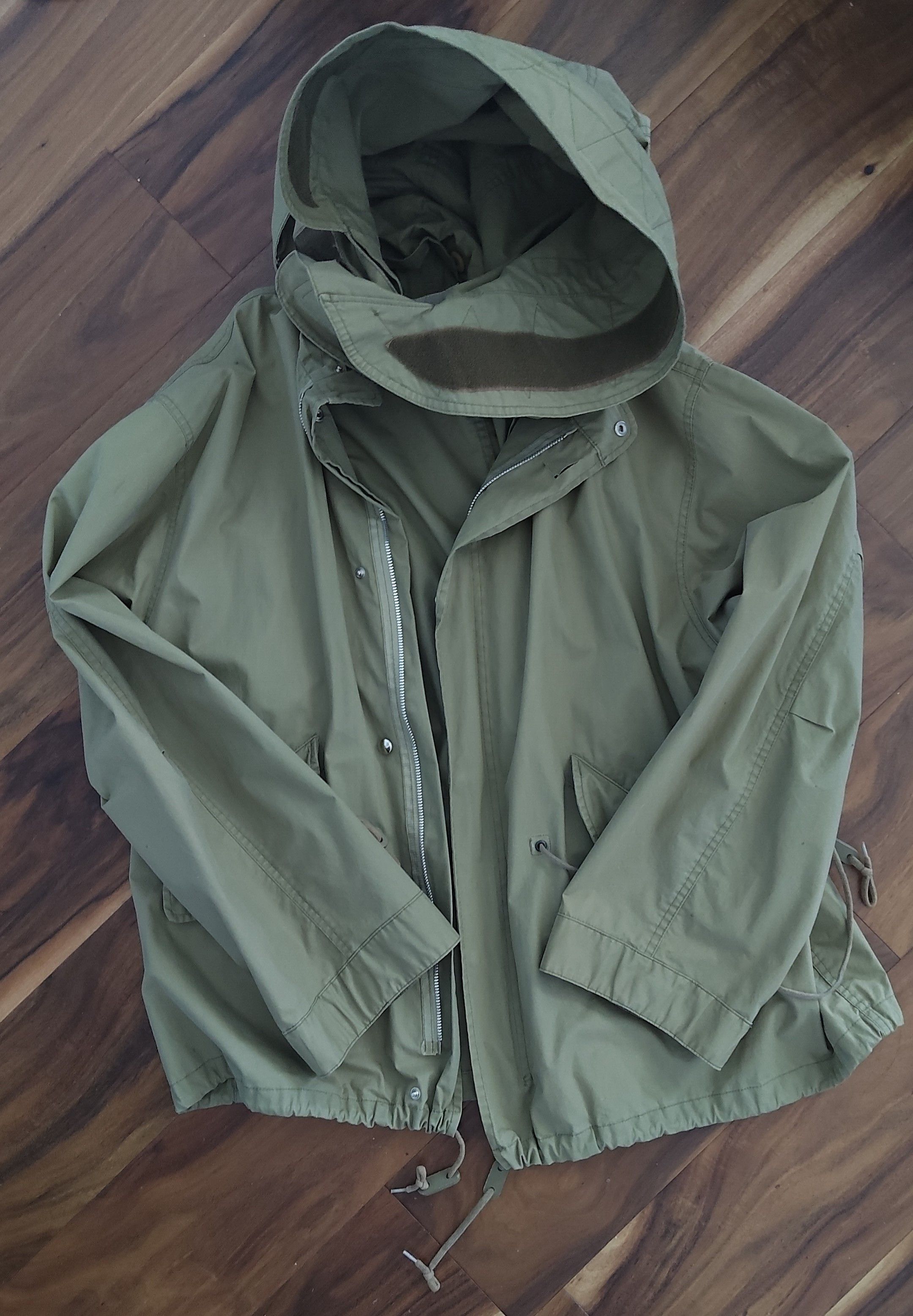 Pre-owned Helmut Lang Cropped Light Eskimo Parka Military M65 In Green