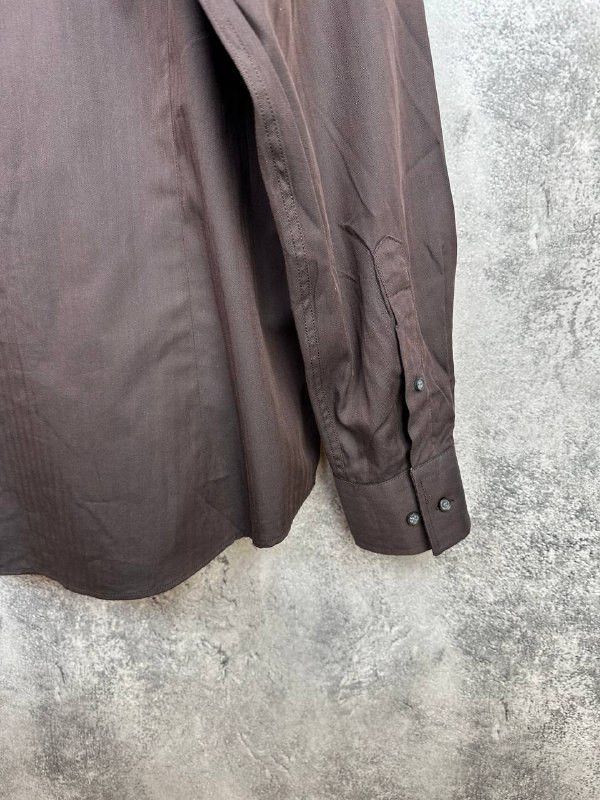 Other NWT Yorn Striped Button Up Shirt Brown LS Poplin Soft Cotton Size US L / EU 52-54 / 3 - 9 Thumbnail