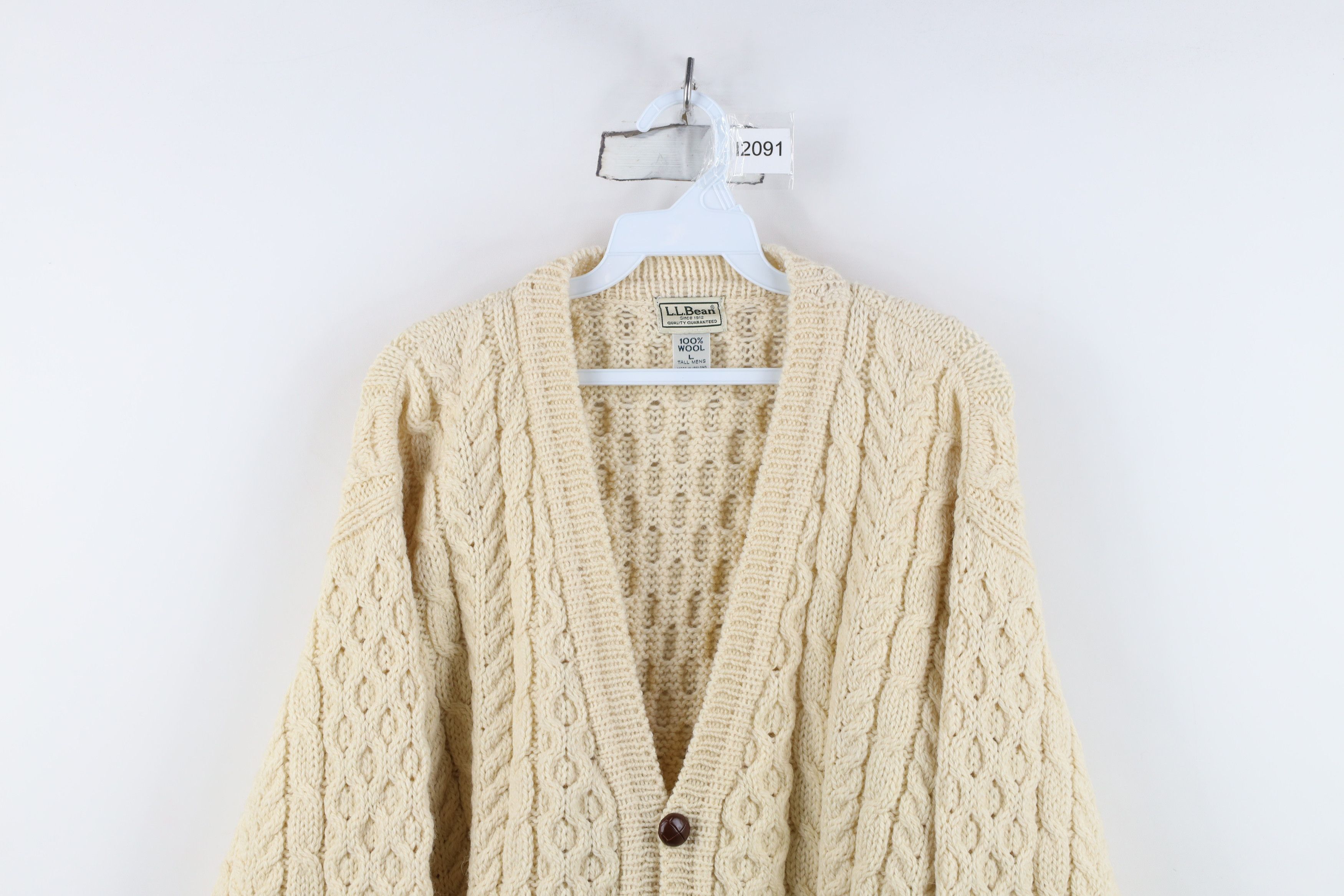 L.L. Bean Vintage 90s LL Bean Fisherman Cable Knit Cardigan Sweater Size US L / EU 52-54 / 3 - 2 Thumbnail