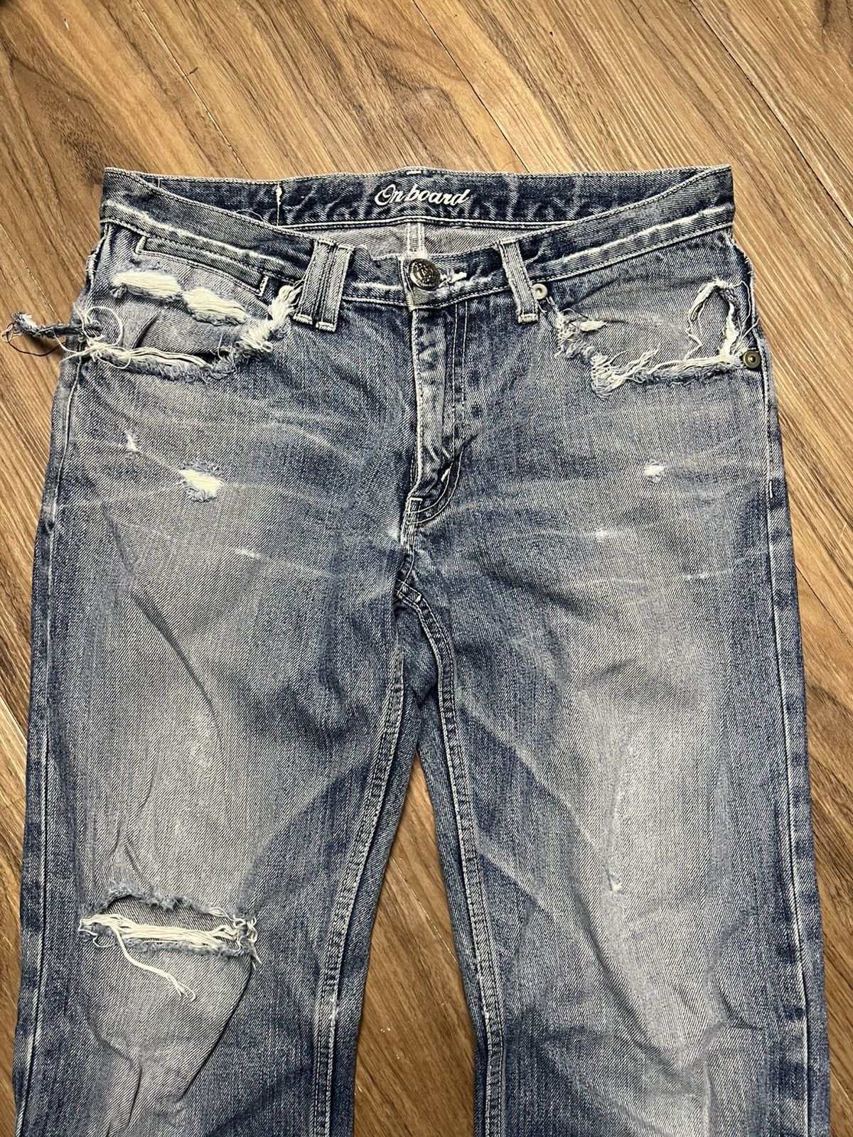 Beauty Beast Vintage Distressed Denim Jeans - "On Board" Brand (41) Size US 31 - 3 Thumbnail